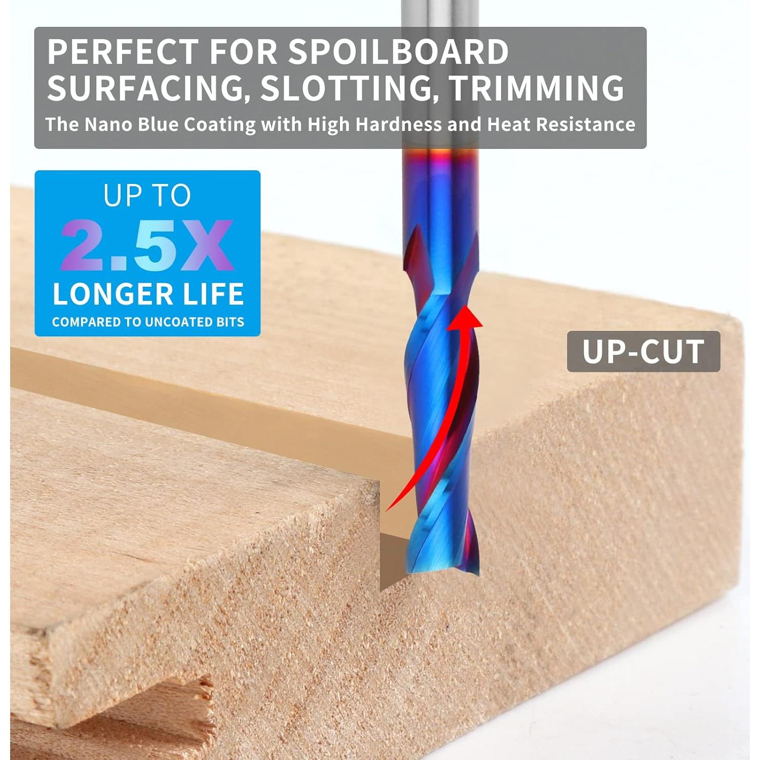 Broca Router Espiral Ascendente EANOSIC 6,35mm Carburo Nano