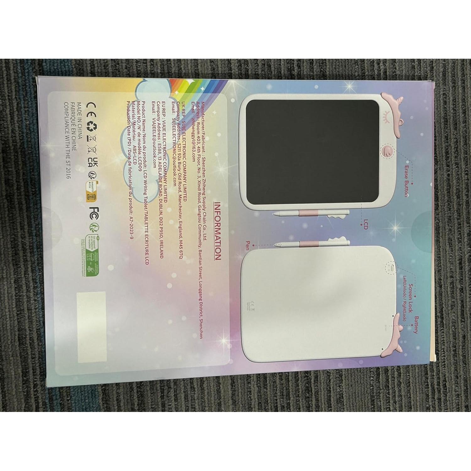 Tableta de Escritura 10" Kikapabi Unicornio Rosa para Niñas