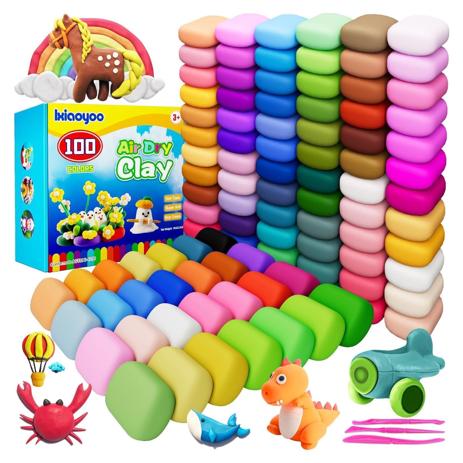 Arcilla Secada al Aire Ixiaoyoo 100 Colores para Modelar