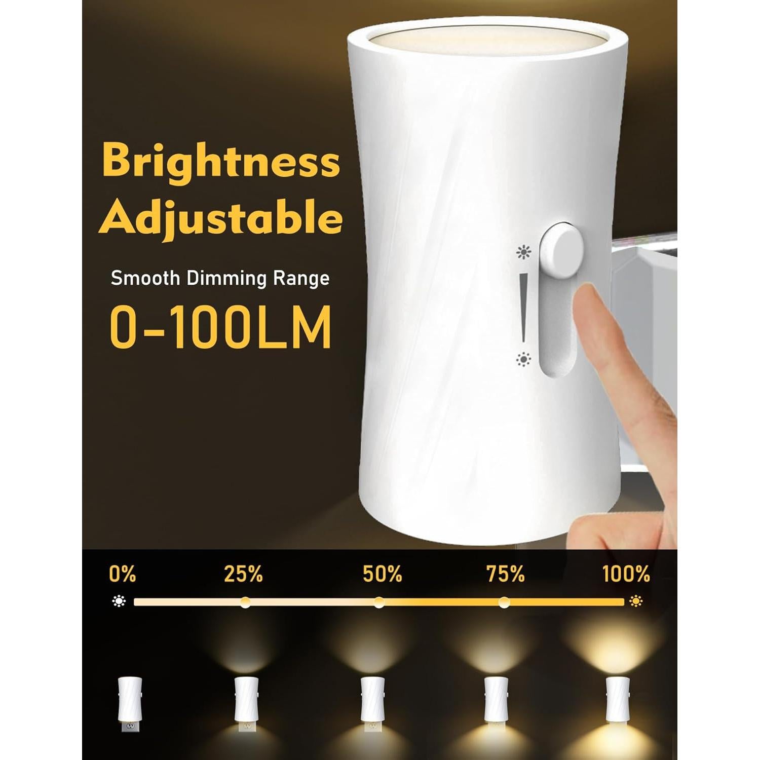 Luz Nocturna LED Enchufada KKUP2U con Sensor y Brillo Ajustable