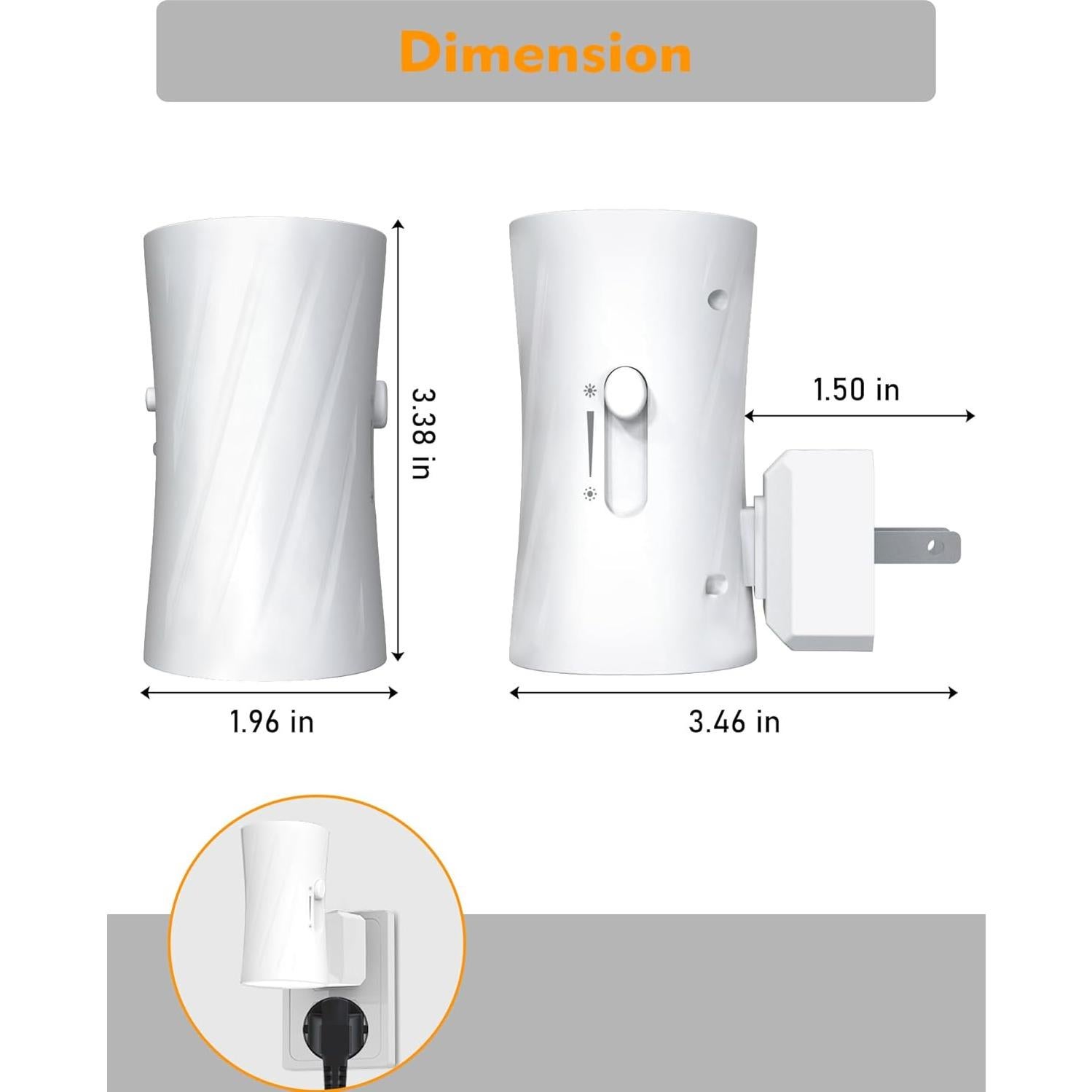 Luz Nocturna LED Enchufada KKUP2U con Sensor y Brillo Ajustable