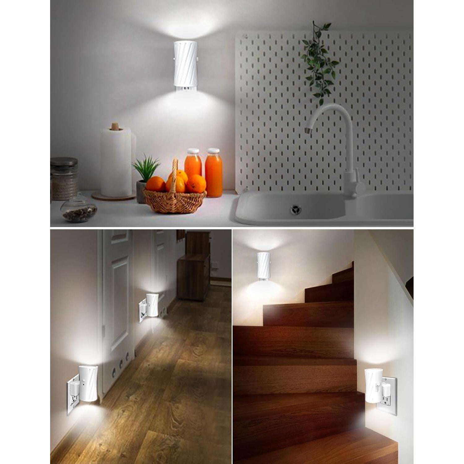 Luz Nocturna LED Enchufada KKUP2U con Sensor y Brillo Ajustable