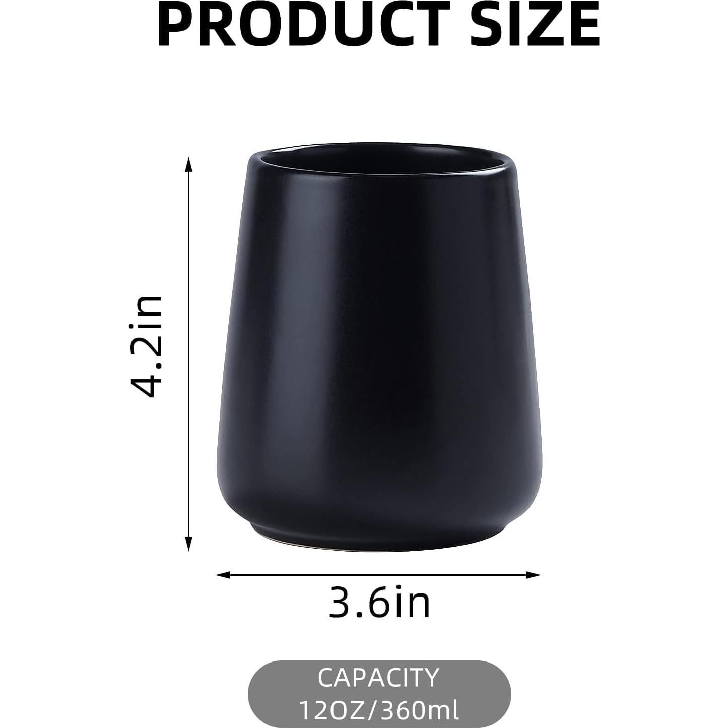 Soporte de Cepillo de Dientes Cerámica Eyrozia Negro Mate 9.5x12.7cm