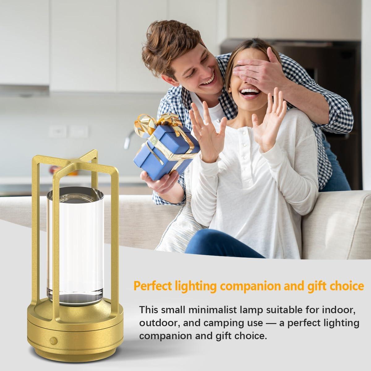 Juego de 2 Lámparas de Mesa Inalámbricas Recargables LED Oro