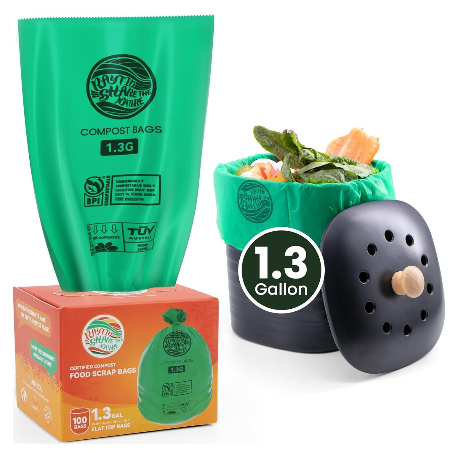 Bolsas de Compostaje RAYTID 1.3 Galones 100 Unidades