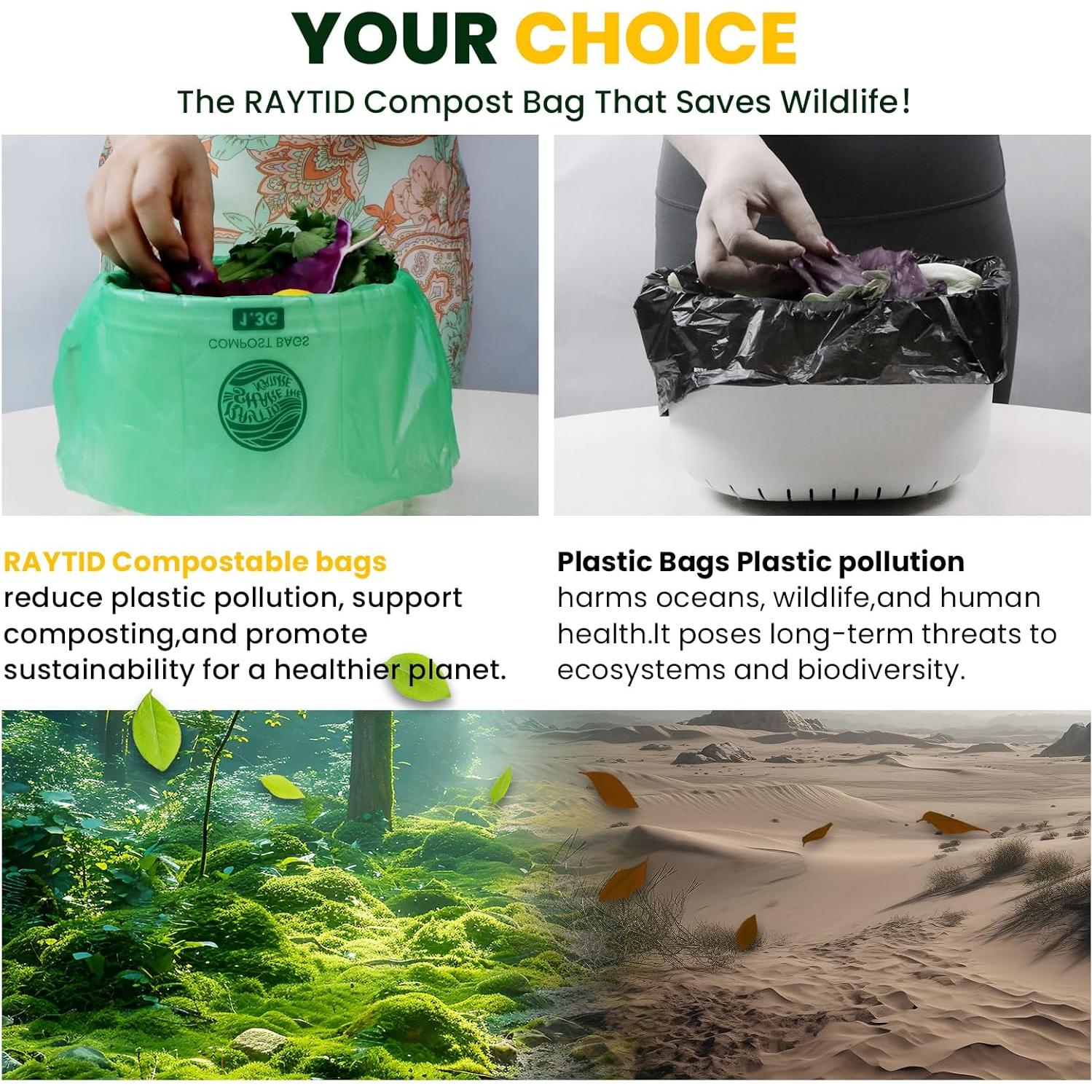 Bolsas de Compostaje RAYTID 1.3 Galones 100 Unidades