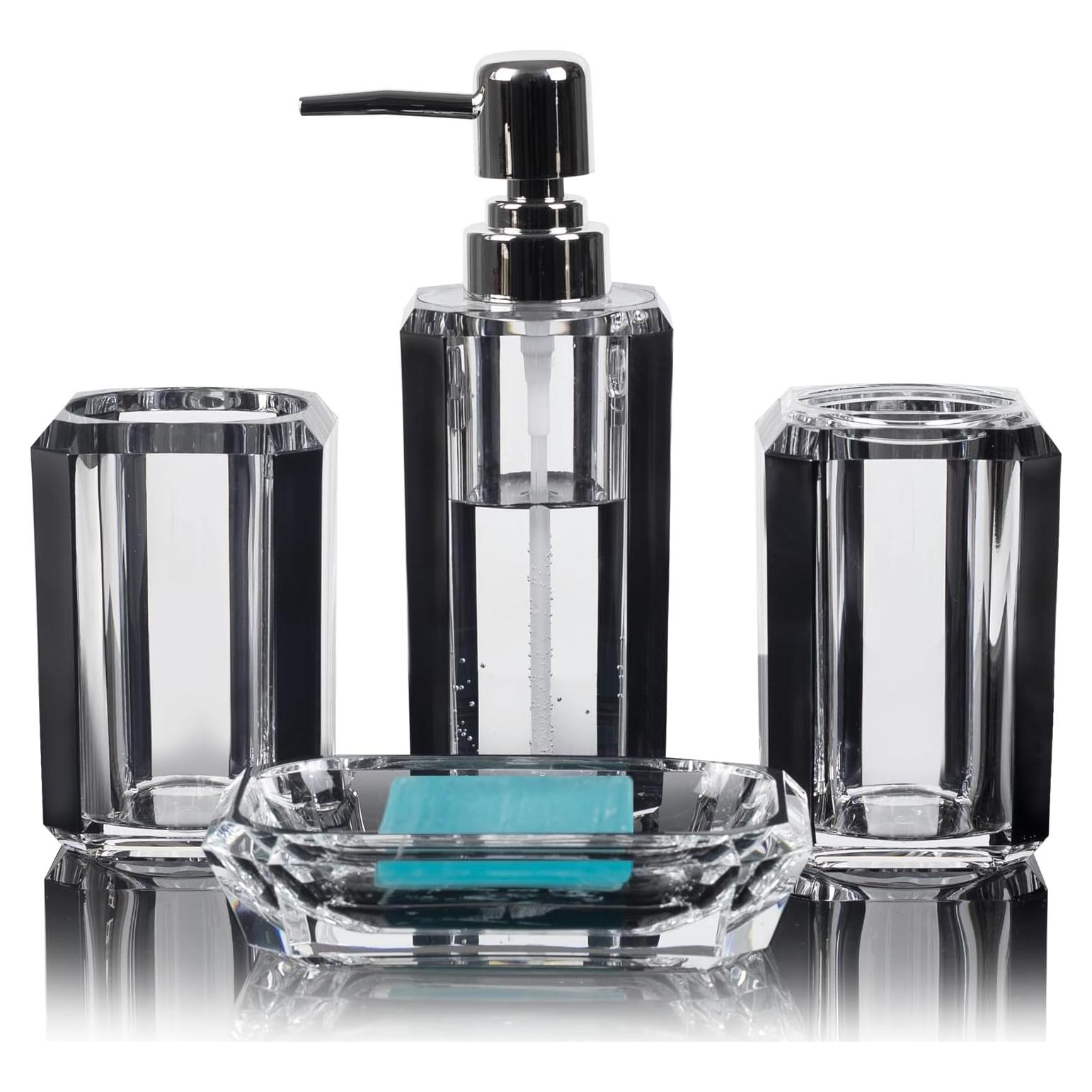 Juego de Accesorios de Baño Acrílico LGURT 4 Piezas Negro