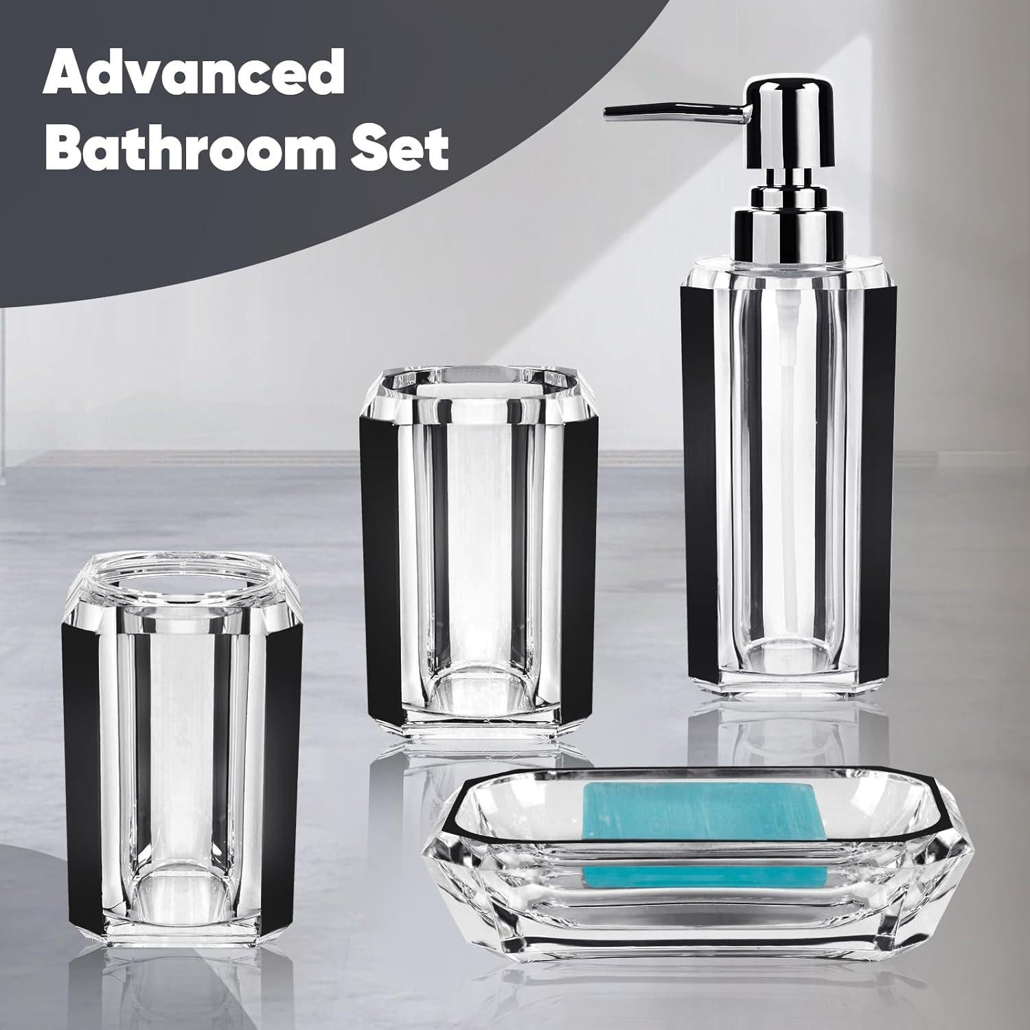 Juego de Accesorios de Baño Acrílico LGURT 4 Piezas Negro