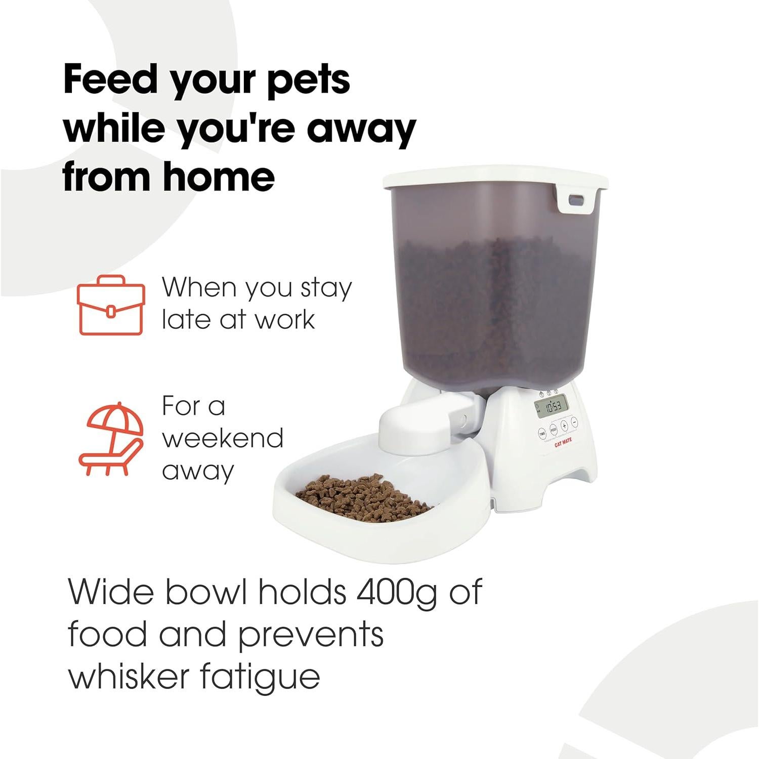 Comedero Automático Cat Mate C3000 para Gatos y Perros - 3 Comidas