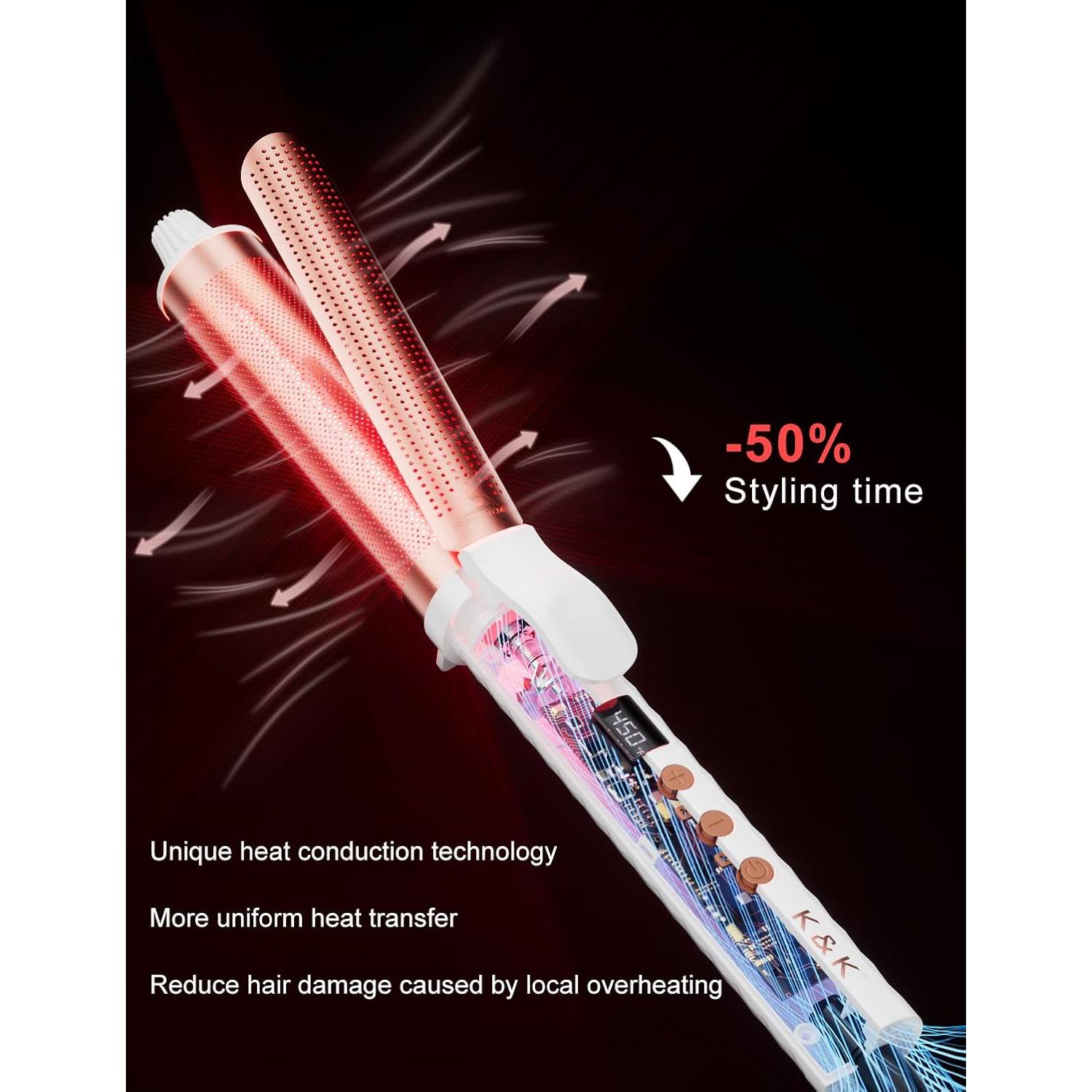 Rizador de Cabello Infrarrojo K&K 1.5" (3.81 cm) Cerámica