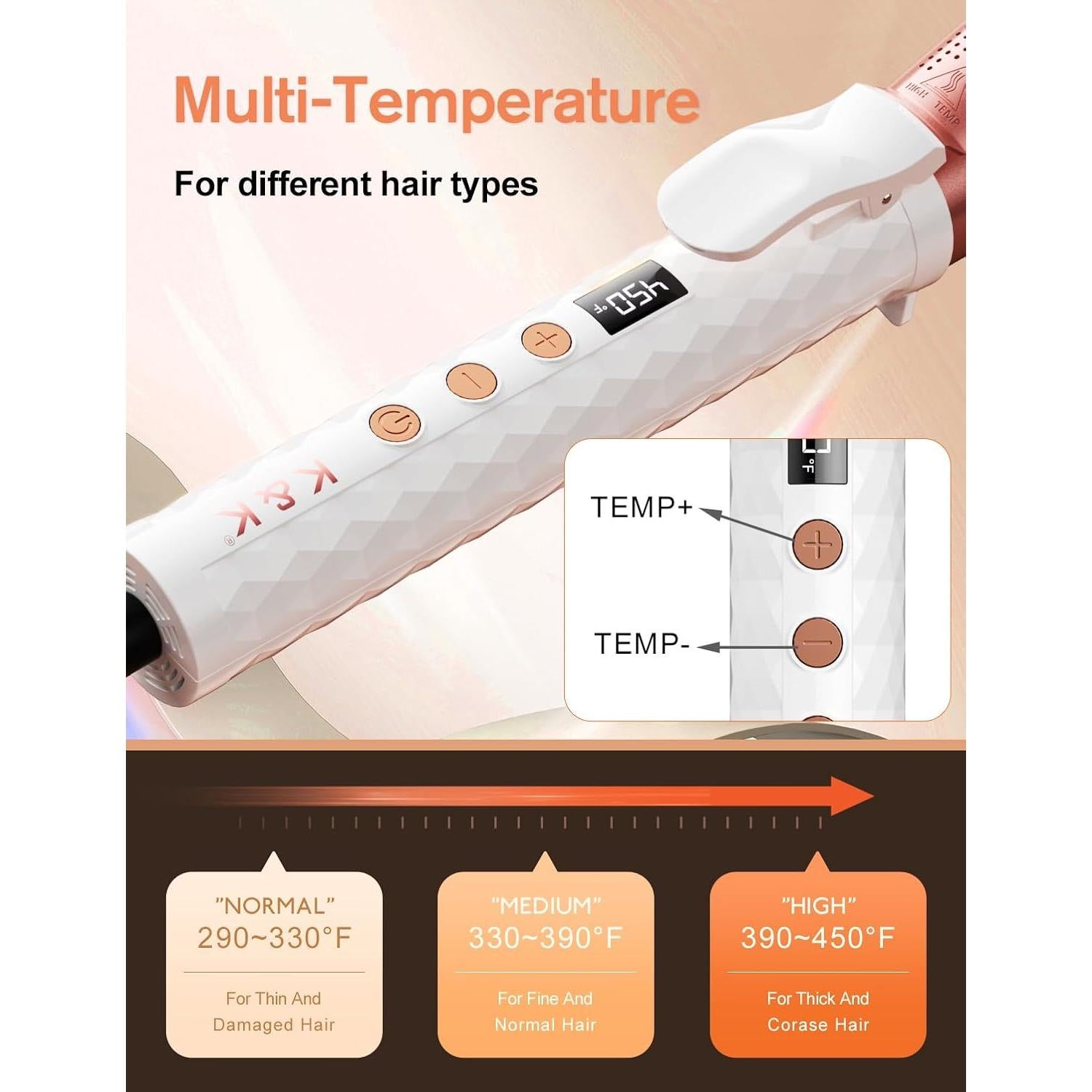 Rizador de Cabello Infrarrojo K&K 1.5" (3.81 cm) Cerámica