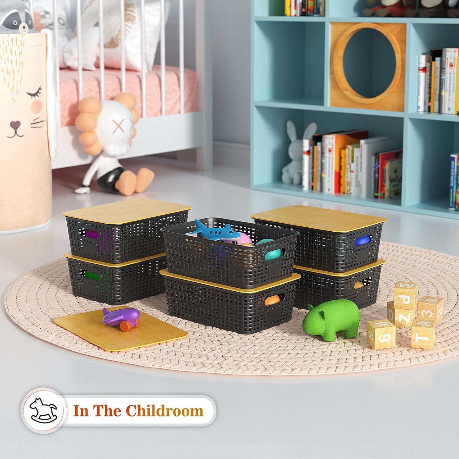 Cestas de Almacenamiento Apilables Ohmlove 6 Paquete 10L Negro