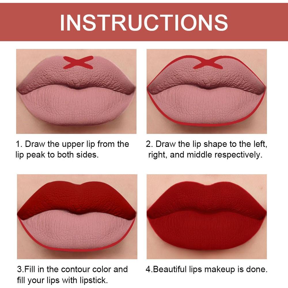 Kit de Labios Mate evpct - Lápiz Labial Rojo 01# 24 Horas