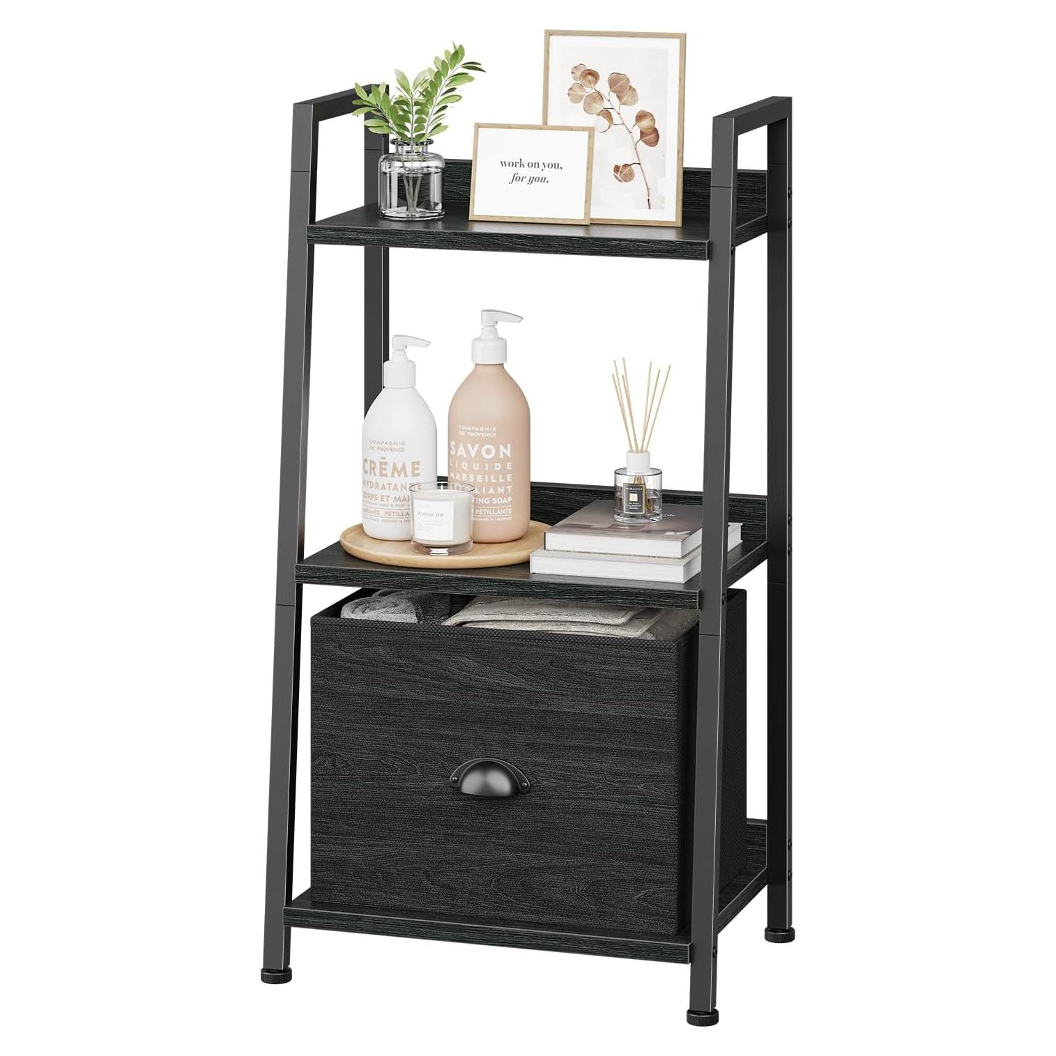 Estante de Escalera Furologee 3 Niveles Roble Negro Organizador