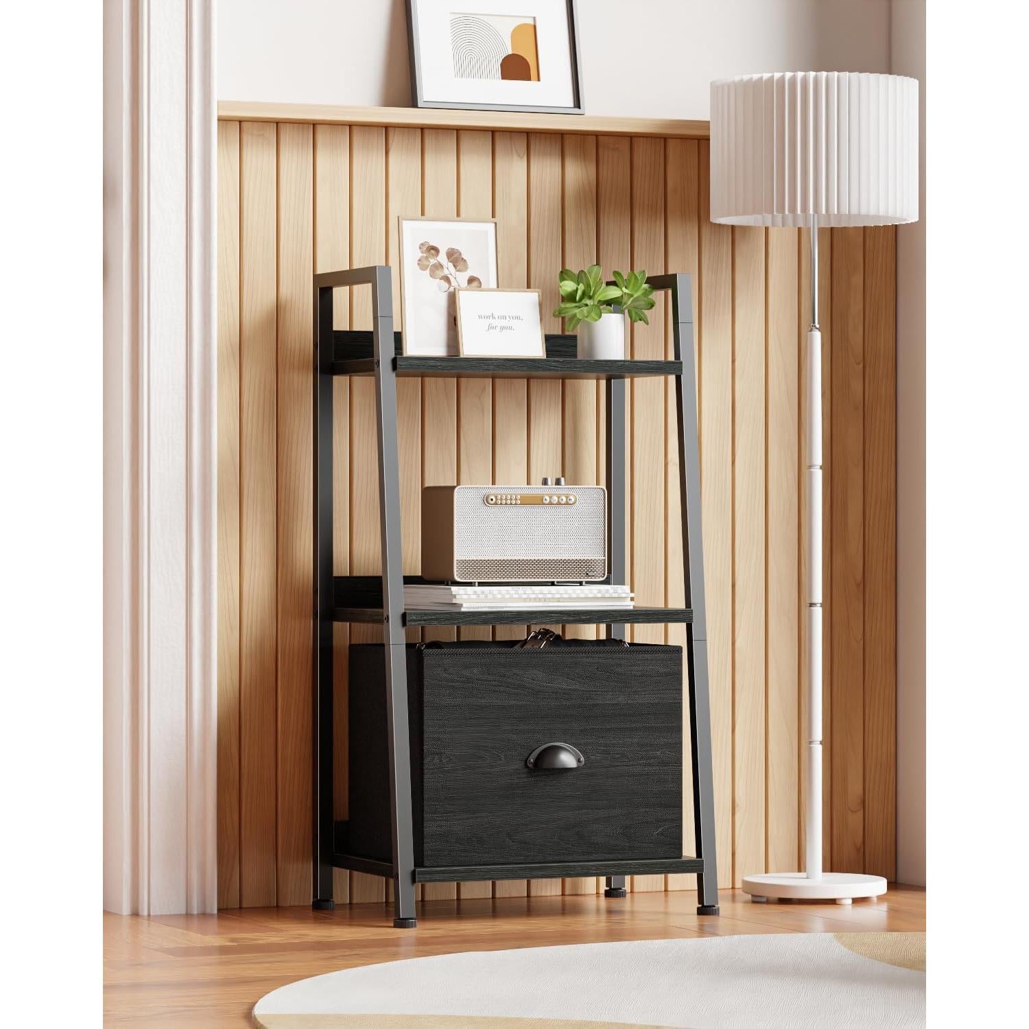 Estante de Escalera Furologee 3 Niveles Roble Negro Organizador