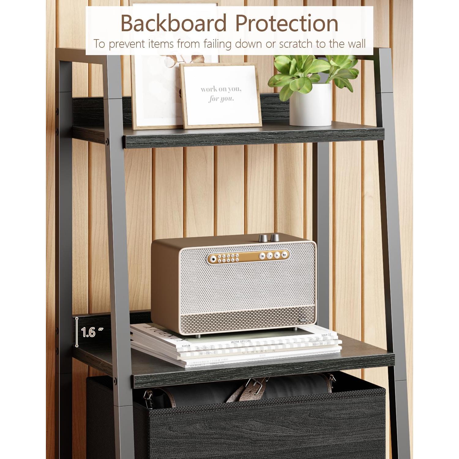 Estante de Escalera Furologee 3 Niveles Roble Negro Organizador