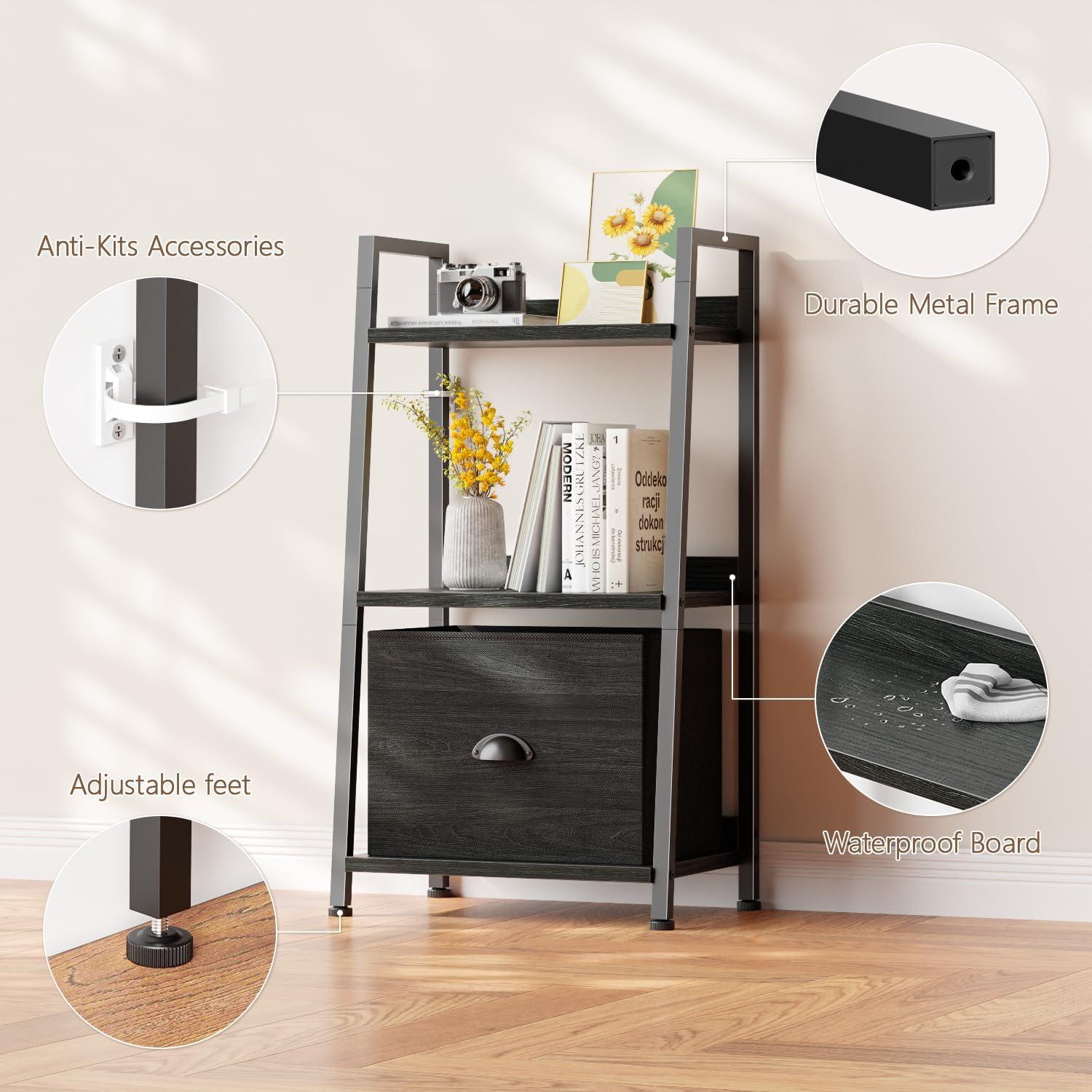 Estante de Escalera Furologee 3 Niveles Roble Negro Organizador