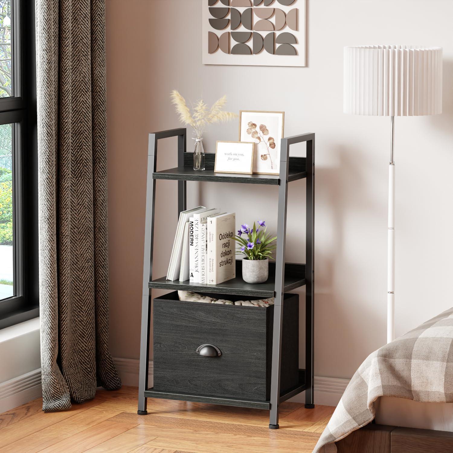 Estante de Escalera Furologee 3 Niveles Roble Negro Organizador