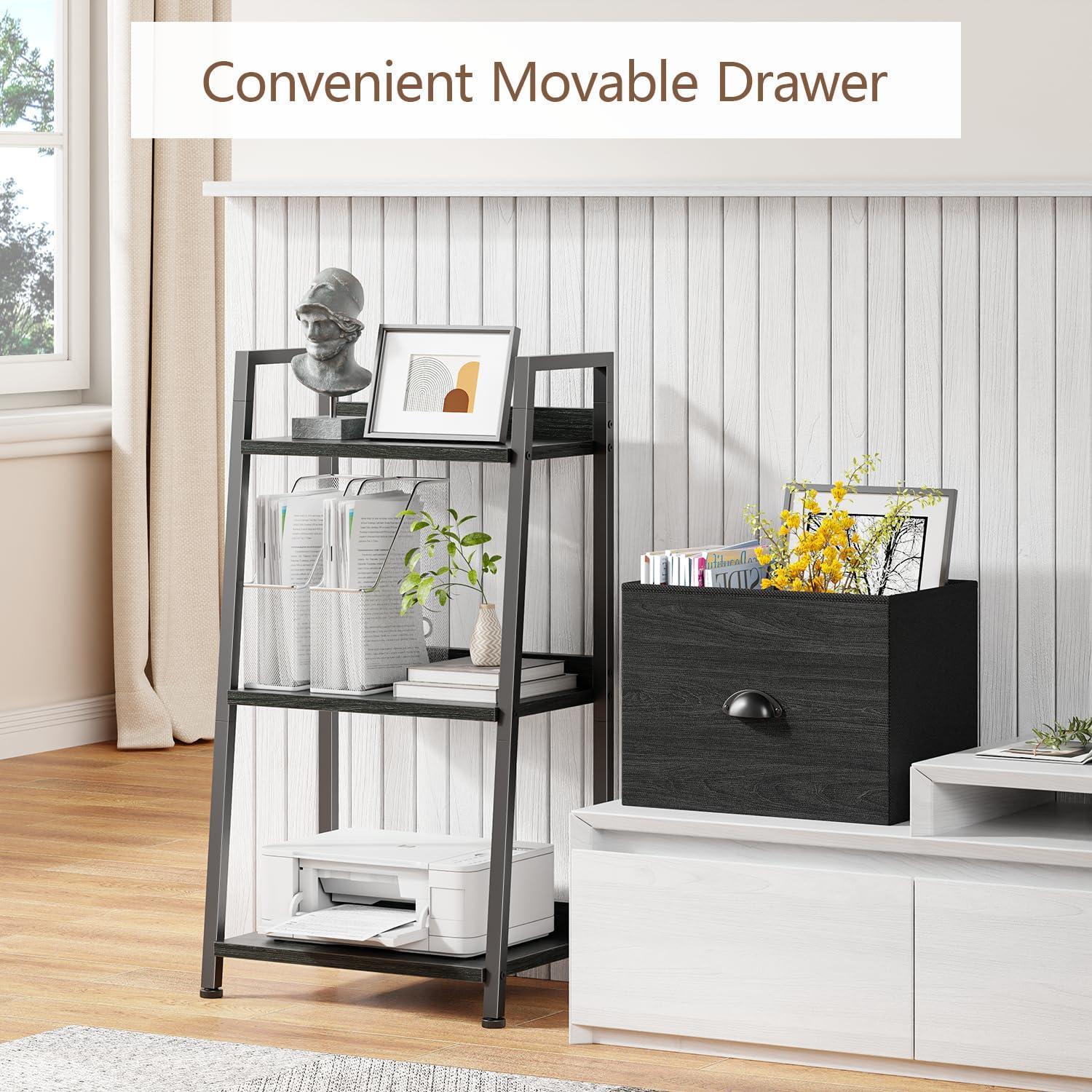 Estante de Escalera Furologee 3 Niveles Roble Negro Organizador