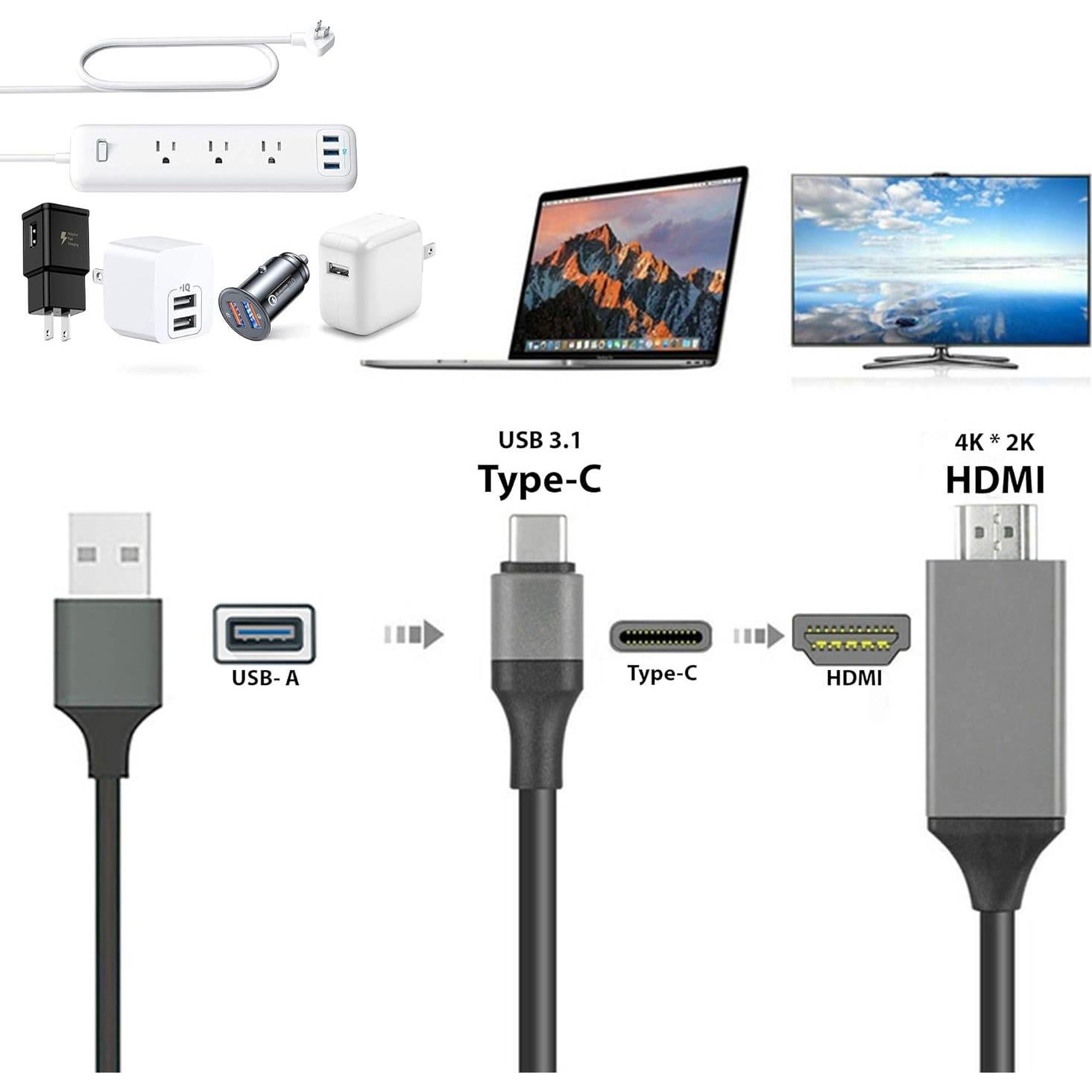 Cable HDMI USB-C 4K Tek Styz 2M para Xiaomi Redmi Note 9 Pro