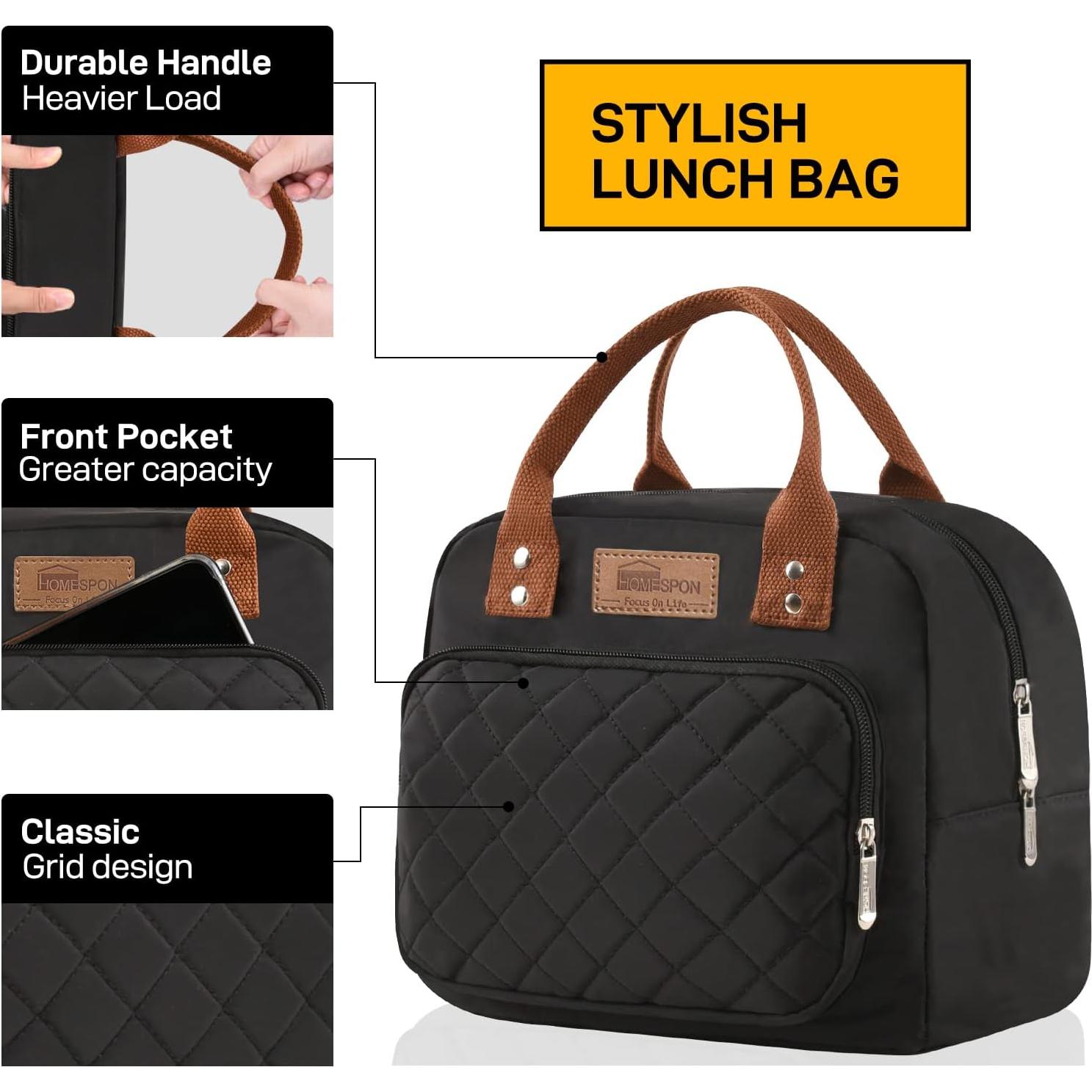 Bolsa de Almuerzo Aislada Buringer Negra 10L para Trabajo y Picnic