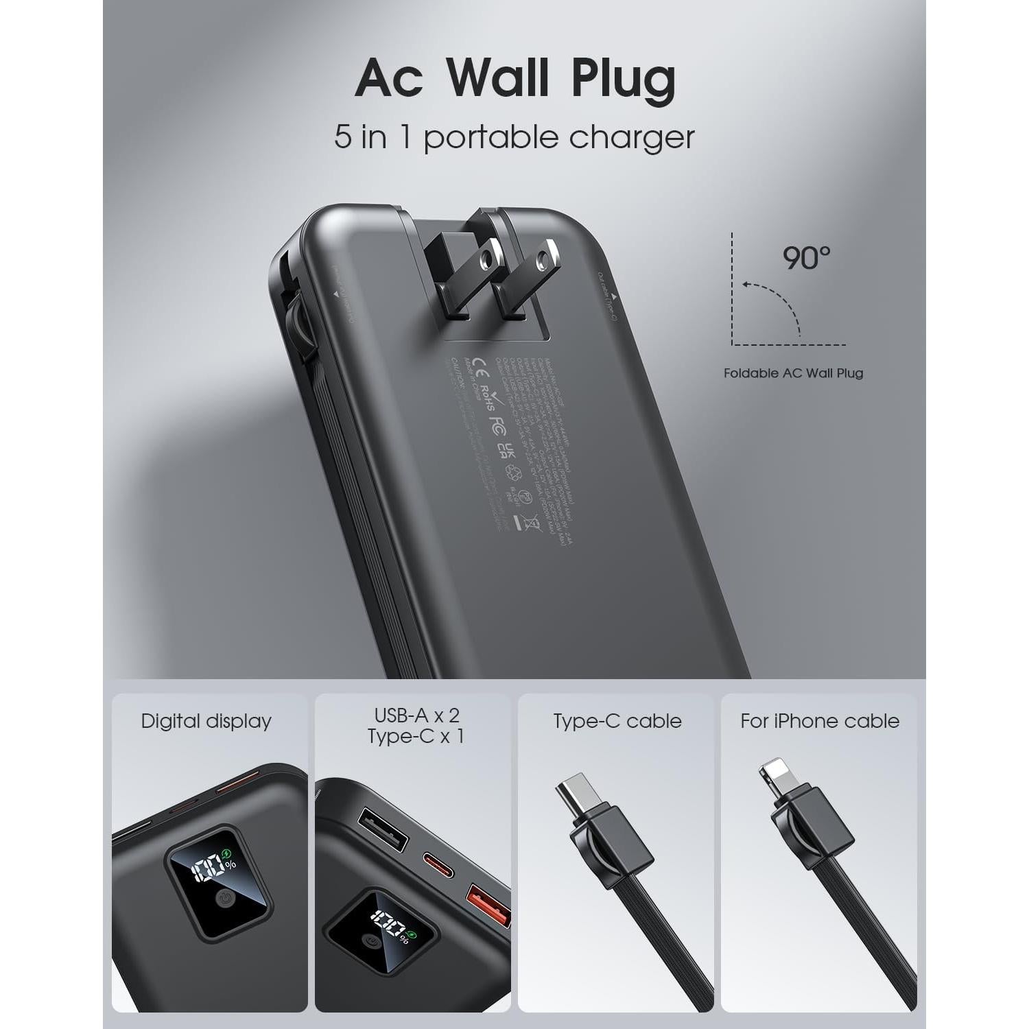 Cargador Portátil 12000mAh Shenzhen Meimei Rápido USB-C 22.5W