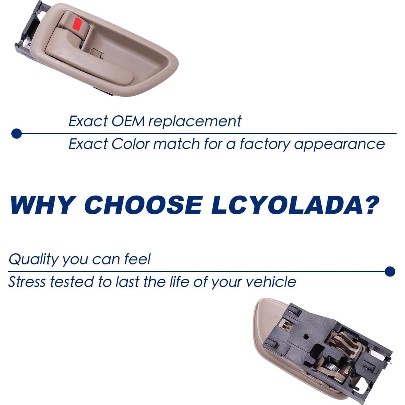 Manijas de Puerta Interior Lcyolada 2 Piezas Beige para Toyota