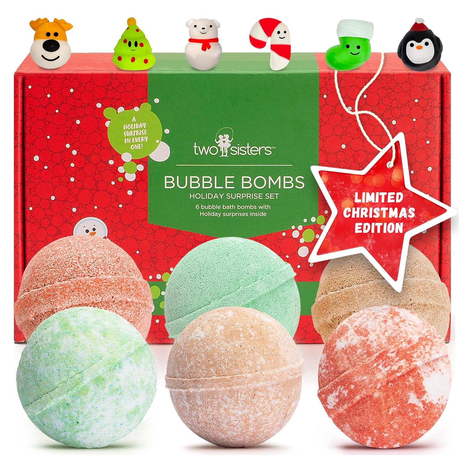 Bombas de baño navideñas Dos Hermanas - Paquete de 6 con juguetes