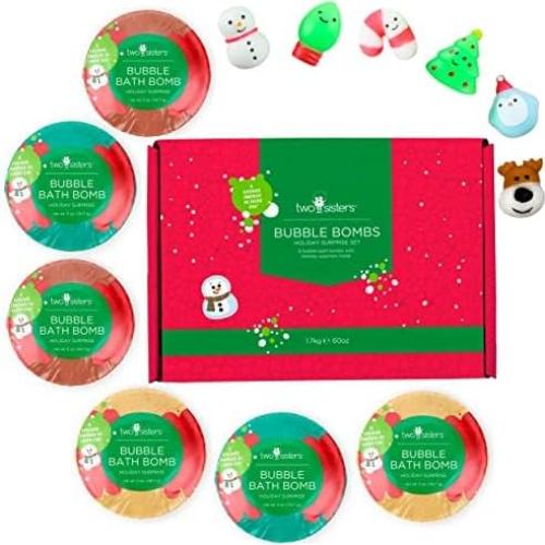 Bombas de baño navideñas Dos Hermanas - Paquete de 6 con juguetes