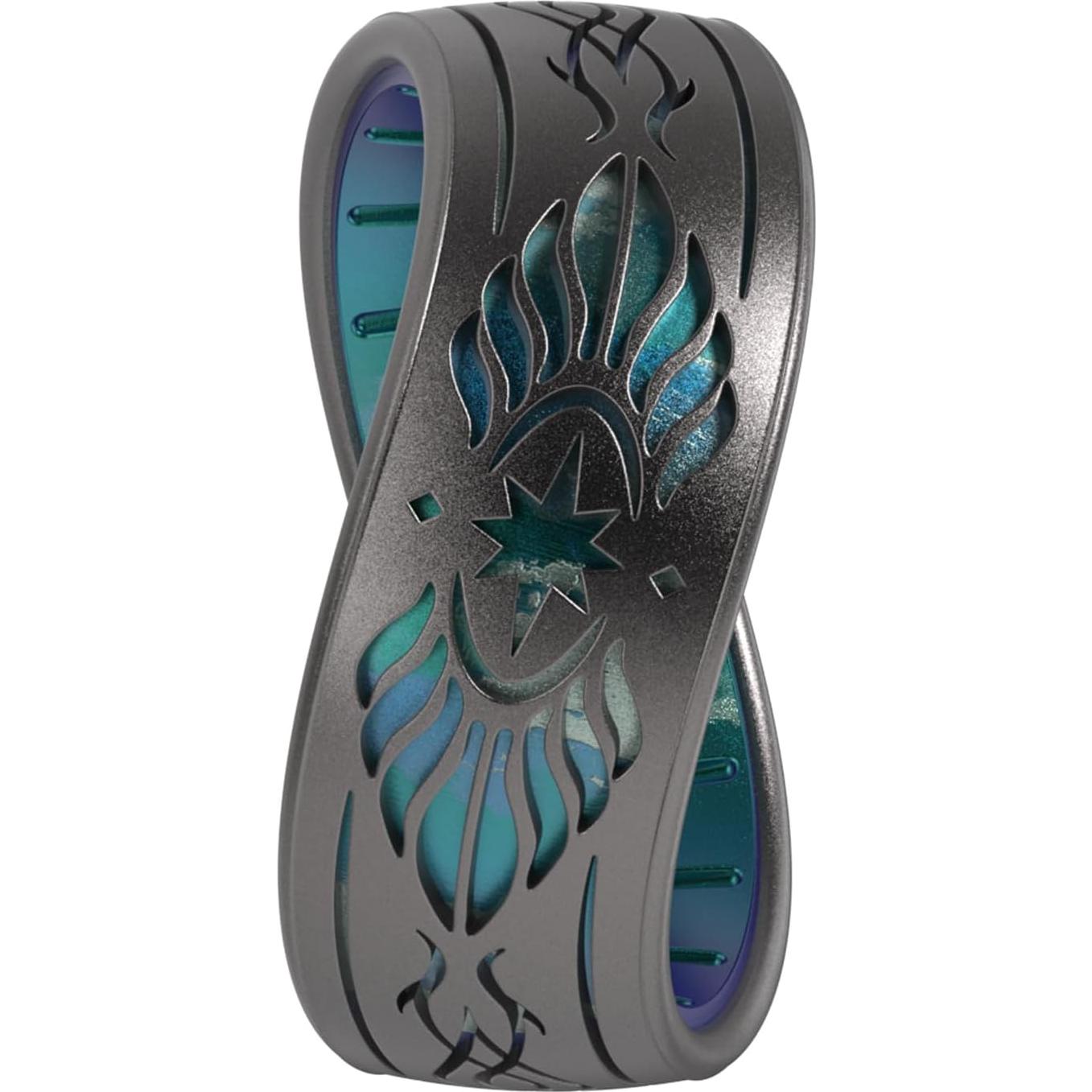 Anillo de Silicona Doble Tono Enso Rings Aragorn 6 - Platino/Bosque