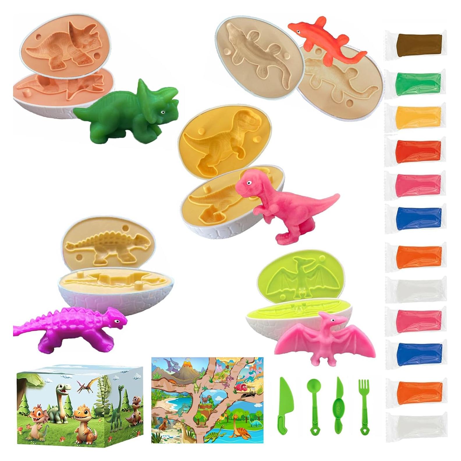 Conjunto de Juguetes de Dinosaurio Fuijeuj con Playdough 12 Colores
