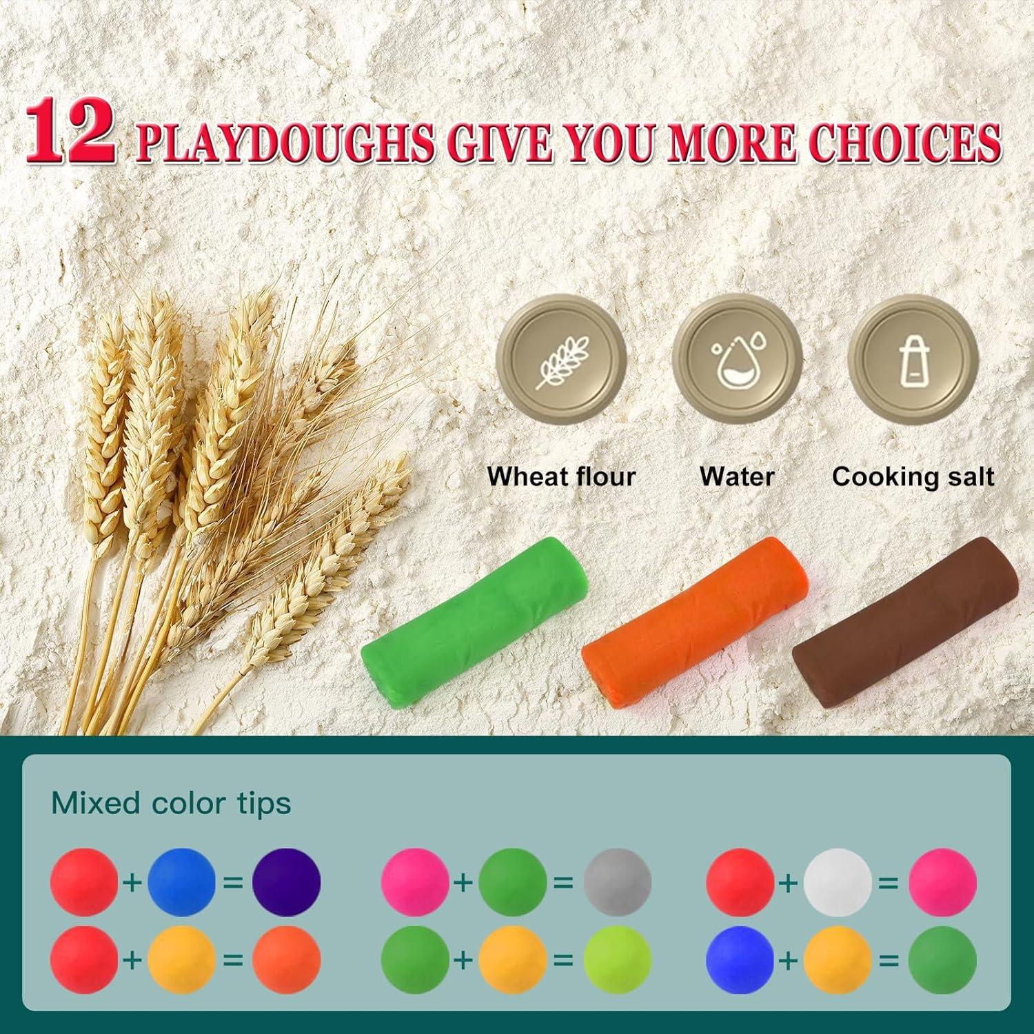 Conjunto de Juguetes de Dinosaurio Fuijeuj con Playdough 12 Colores