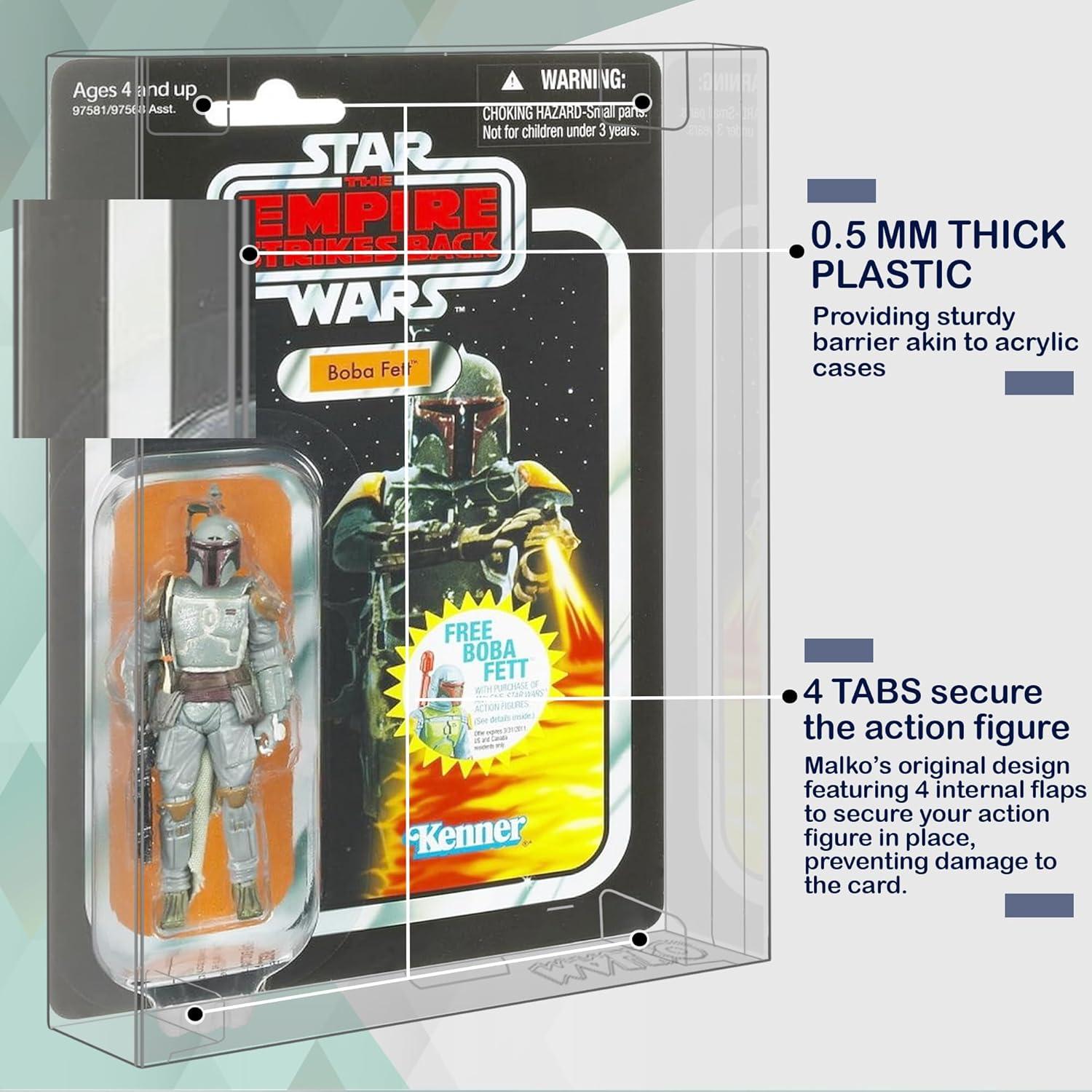 MALKO 6 Pack Protector para Figuras de 9.53 cm - Plástico 0.5 mm