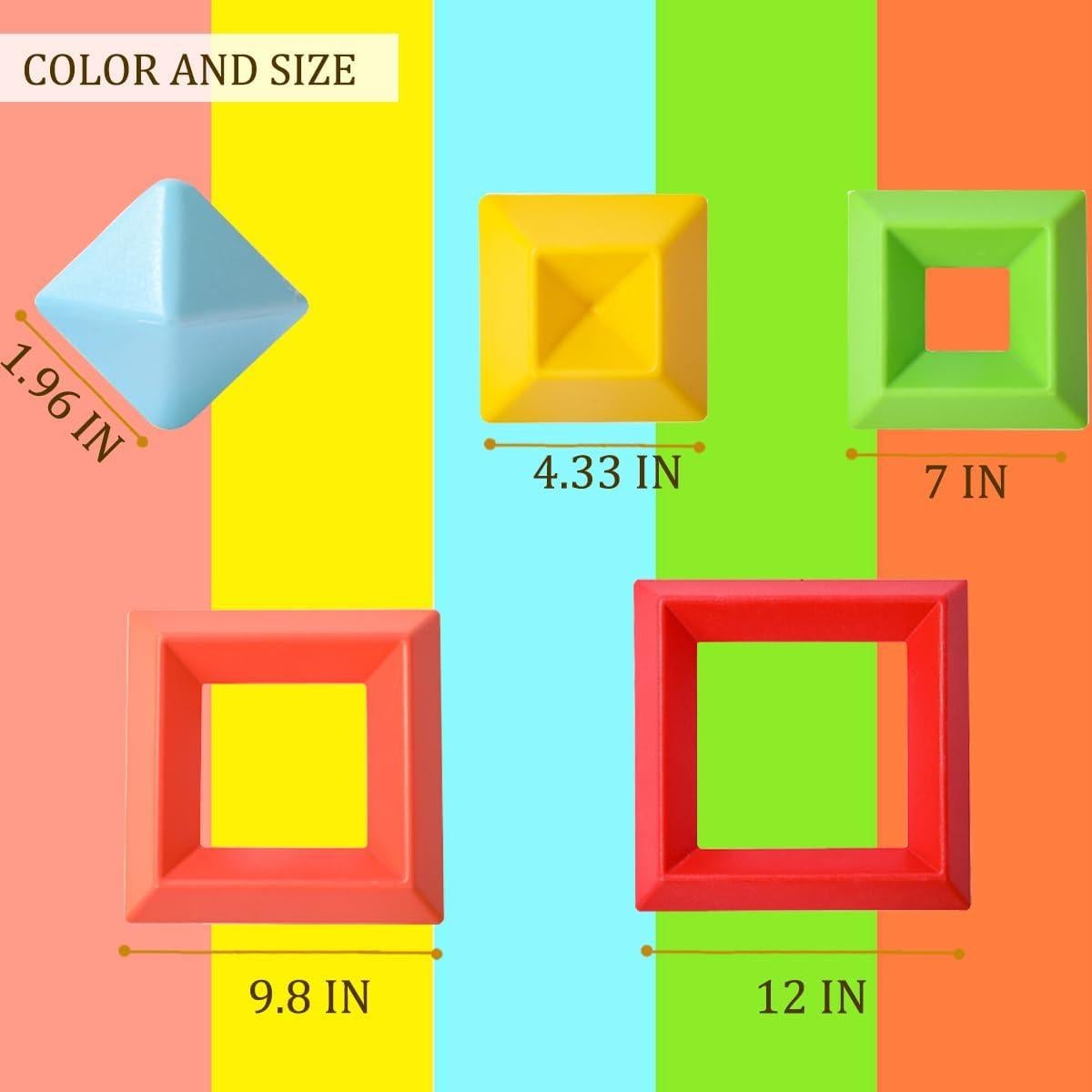 Large Building Blocks Set - 30 Giant Blocks for Stacking - Develops Hand Eye Coordination & Cognitive Skills - Ages 4-8 - Indoor & Outdoor Play