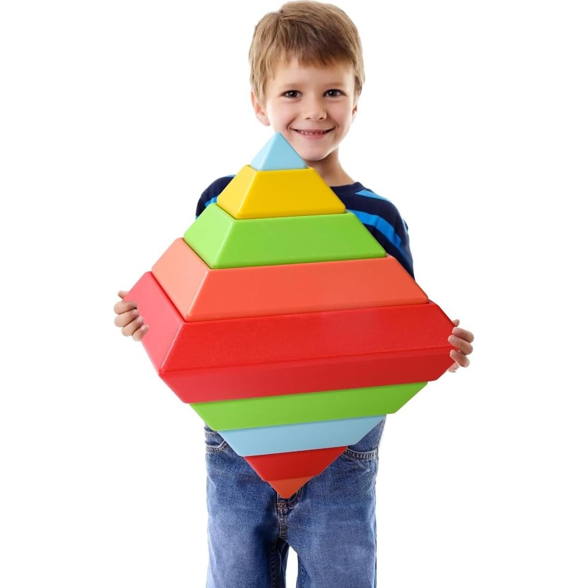 Large Building Blocks Set - 30 Giant Blocks for Stacking - Develops Hand Eye Coordination & Cognitive Skills - Ages 4-8 - Indoor & Outdoor Play