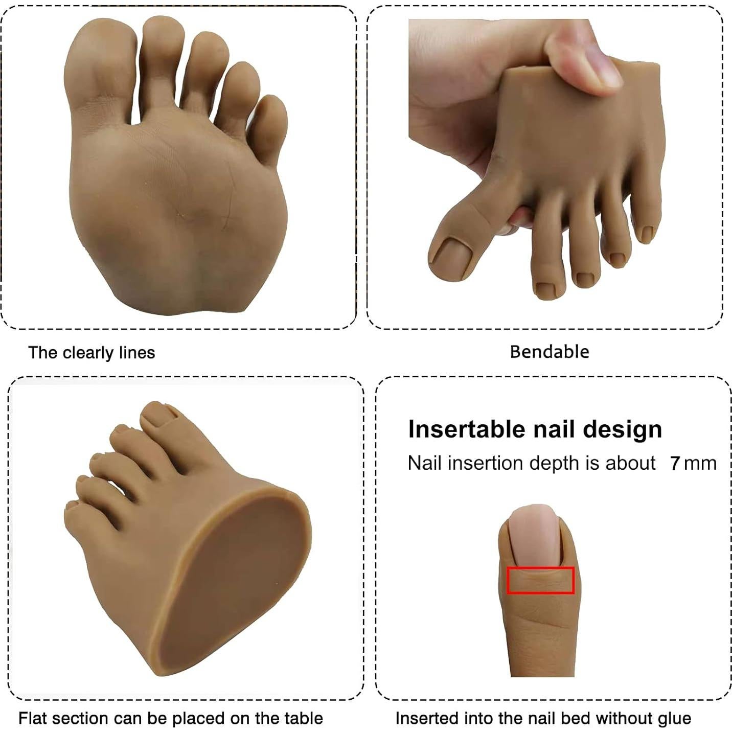 Maniquí de Pie de Silicona PPVWEY para Práctica de Uñas