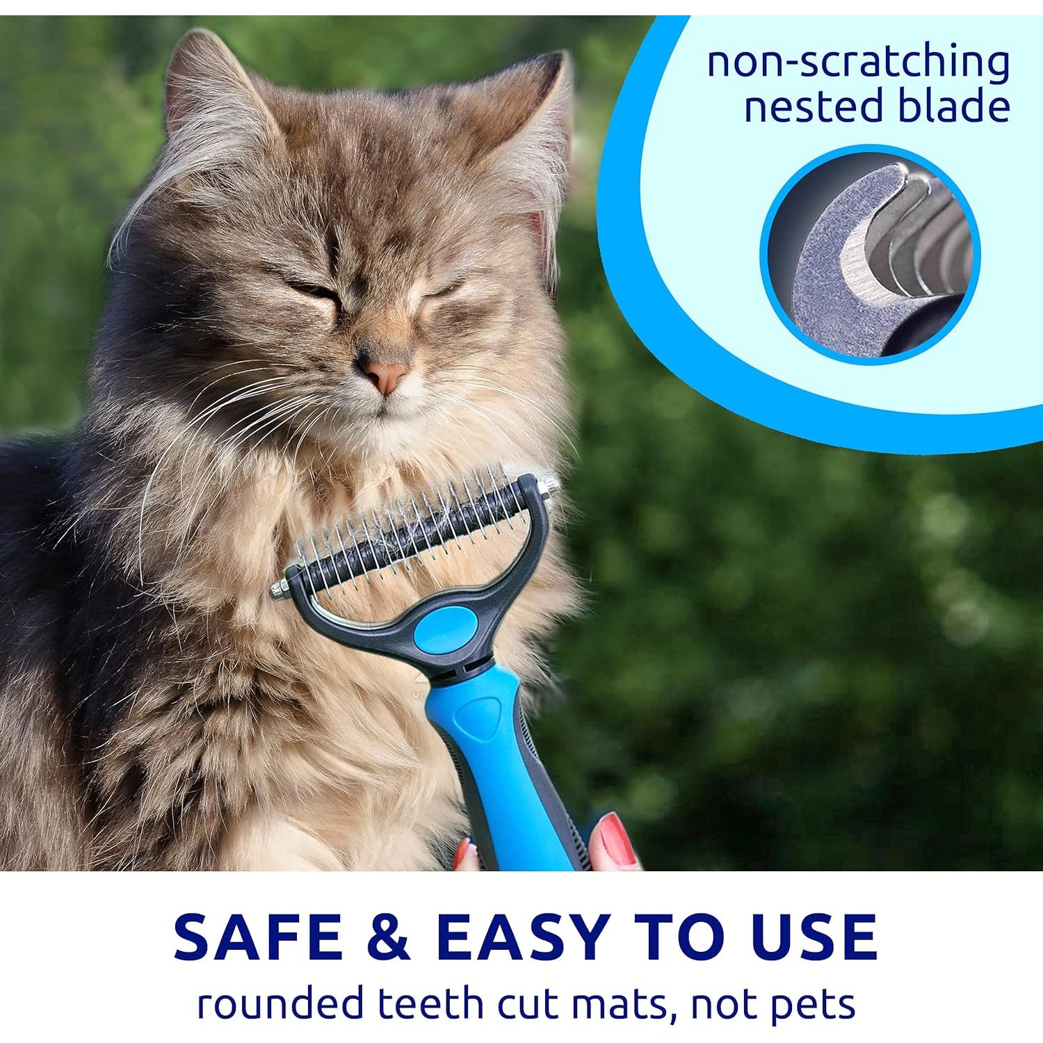 Pat Your Pet Deshedding Brush - Double-Sided Undercoat Rake for Dogs & Cats - Shedding Comb and Dematting Tool for Grooming, Extra Wide