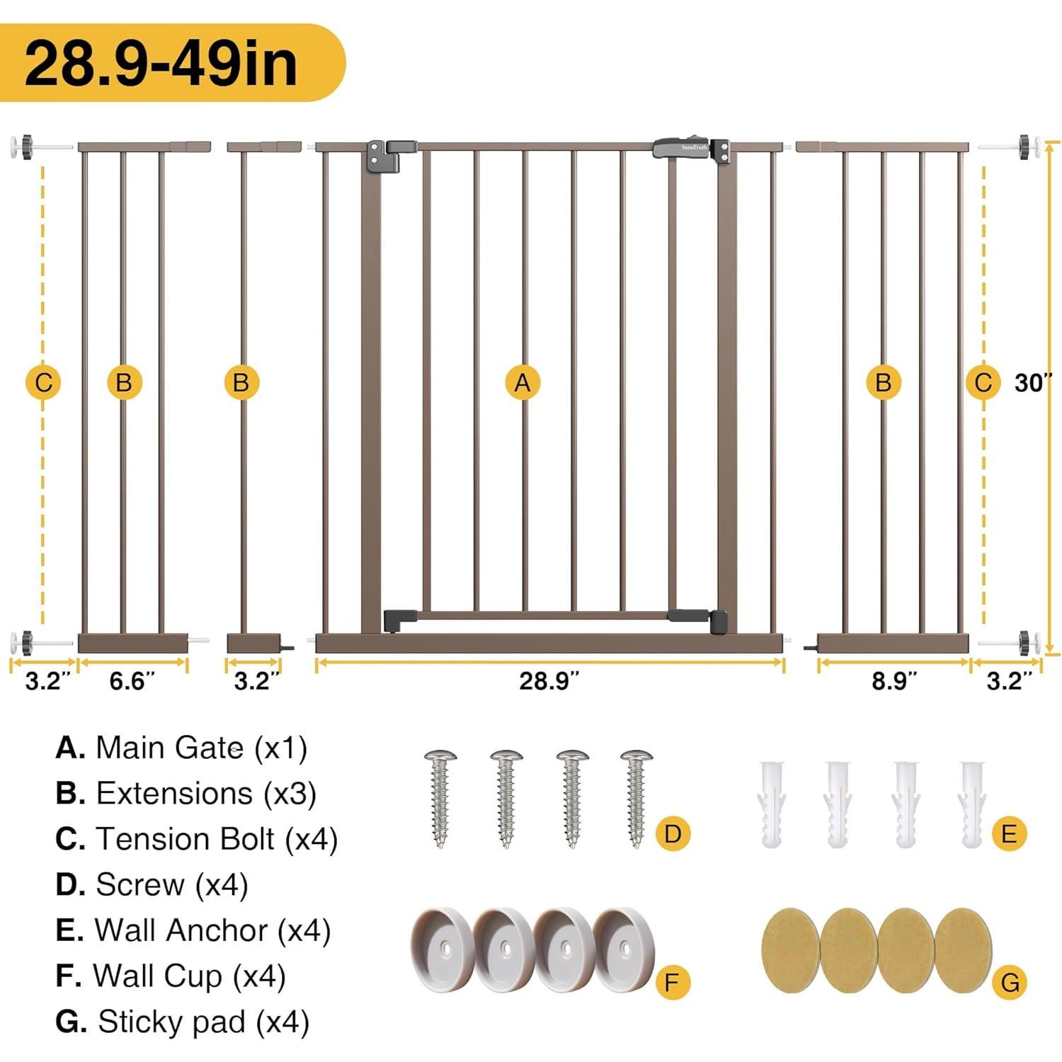 Puerta para Bebés InnoTruth 28.9-49" Ajustable 30" Alta