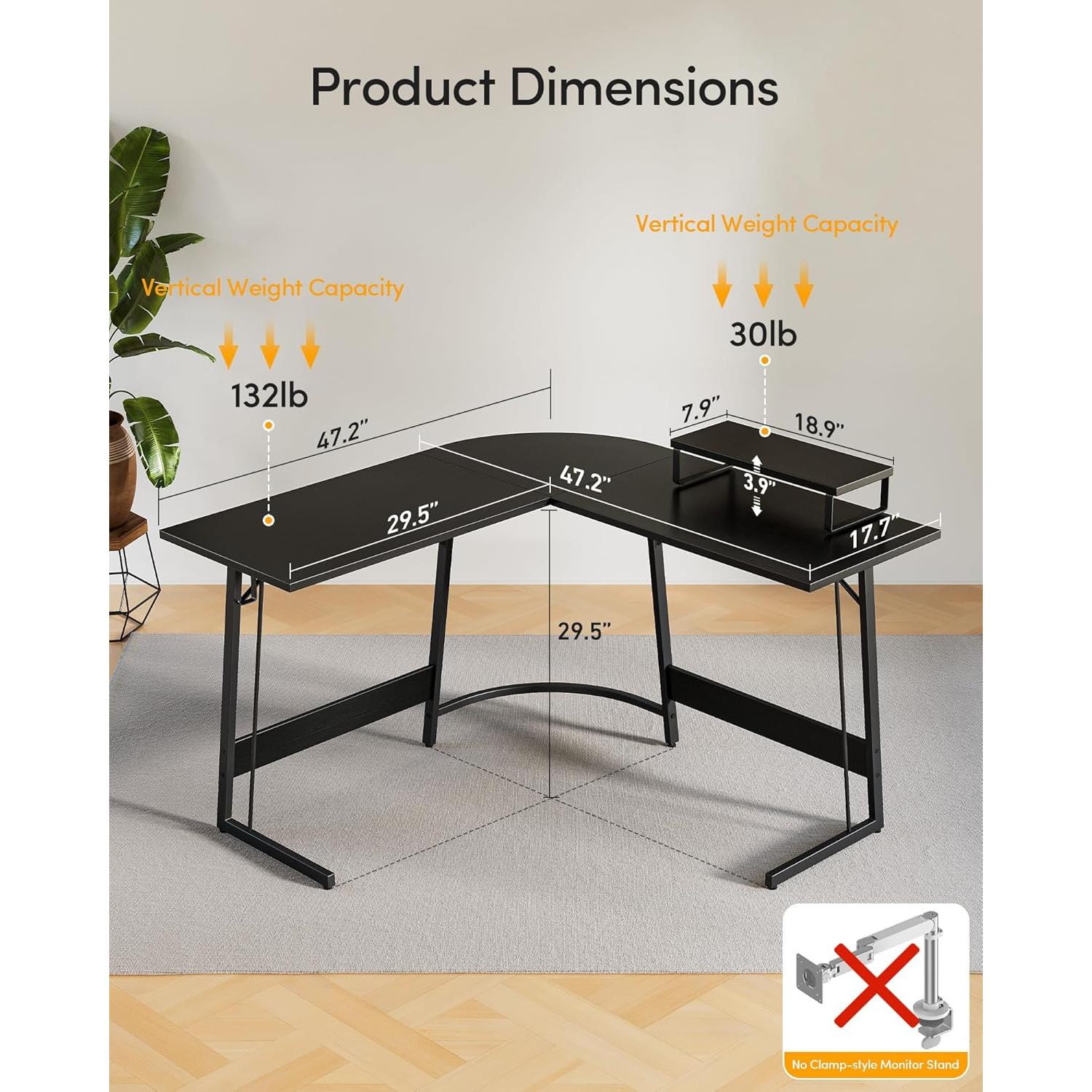 Escritorio de Juego en L CubiCubi 120 cm Negro para Oficina