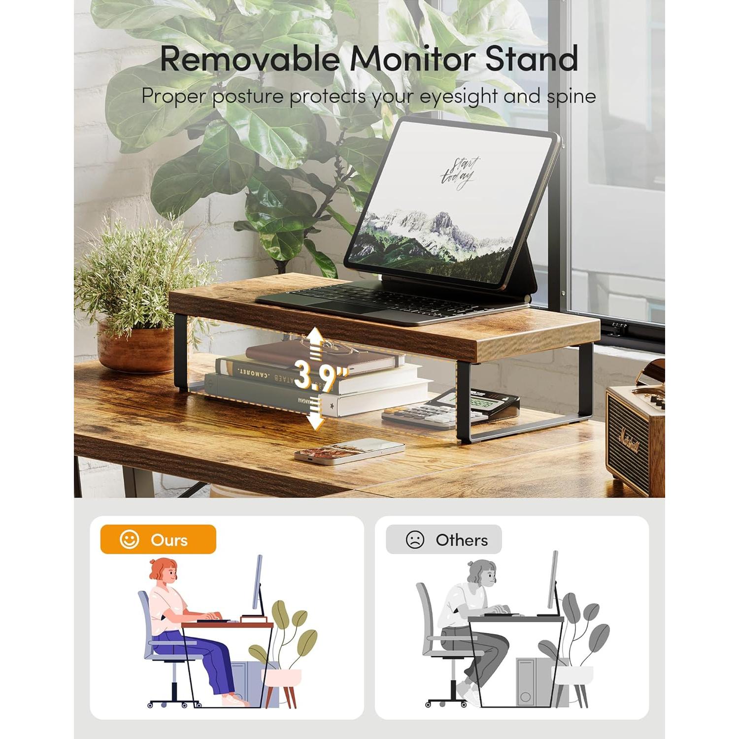 Escritorio de Juego en L CubiCubi 150 cm Marrón Rústico