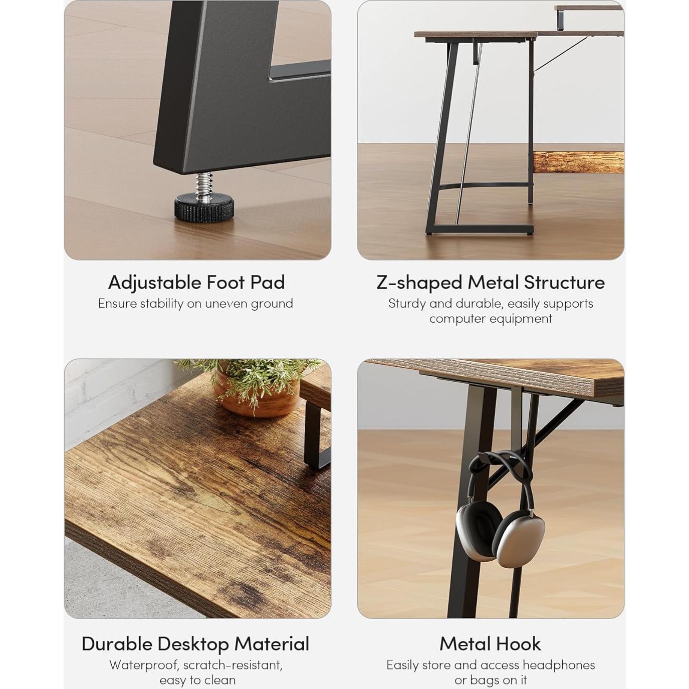 Escritorio de Juego en L CubiCubi 150 cm Marrón Rústico