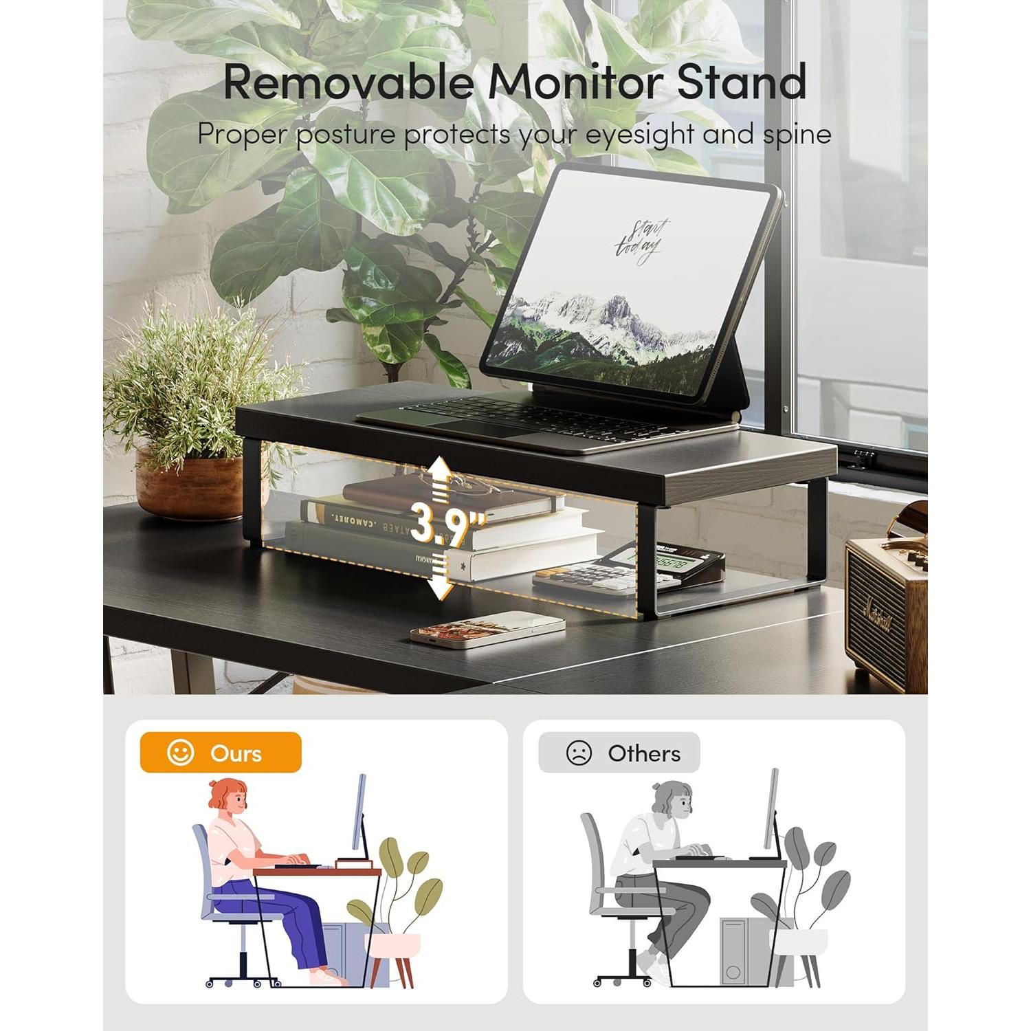 Escritorio de Juego en L CubiCubi 170 cm Negro con Soporte