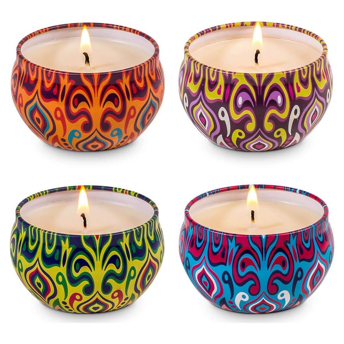 Juego de 4 Velas Aromáticas de Soja HITHYS - Fragancias Variadas