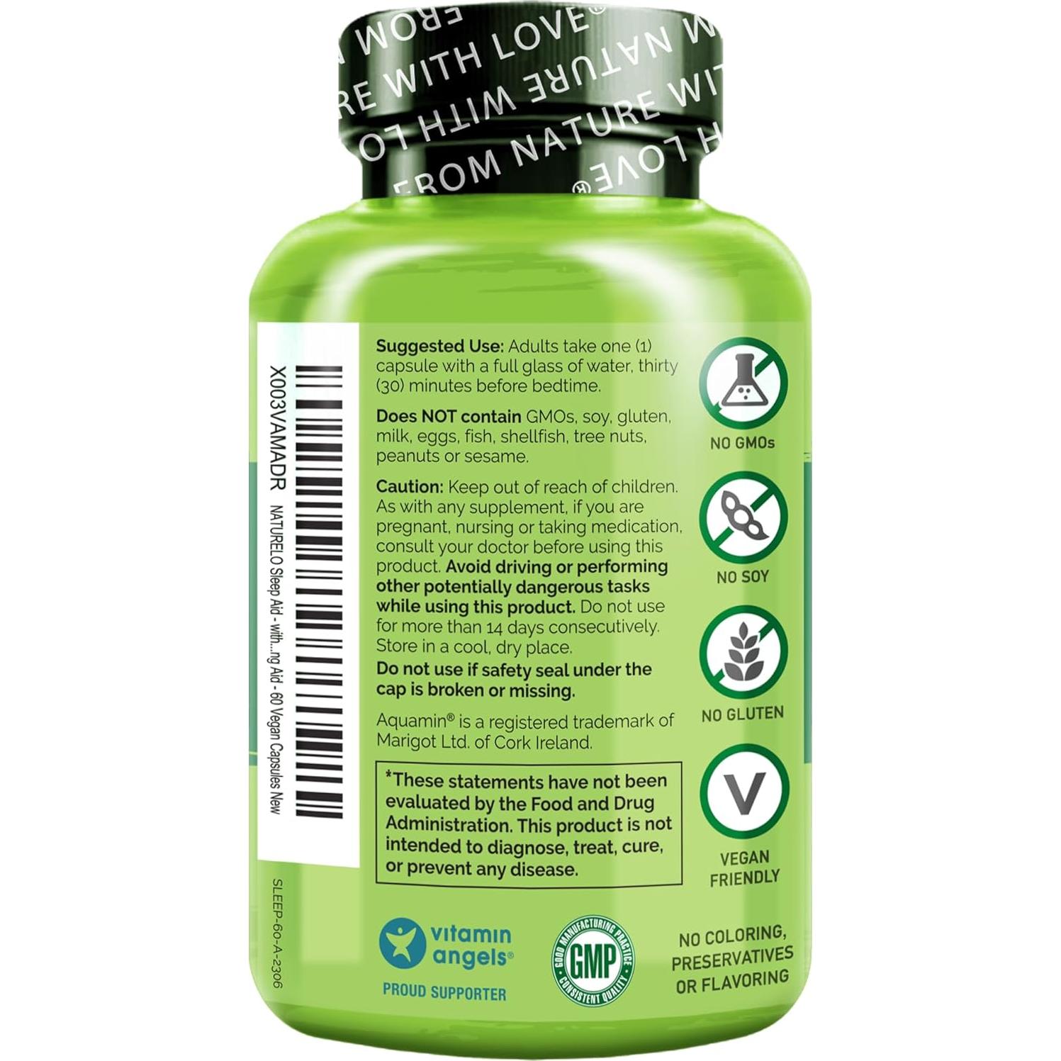 Suplemento Natural para Dormir NATURELO - 60 Cápsulas Veganas