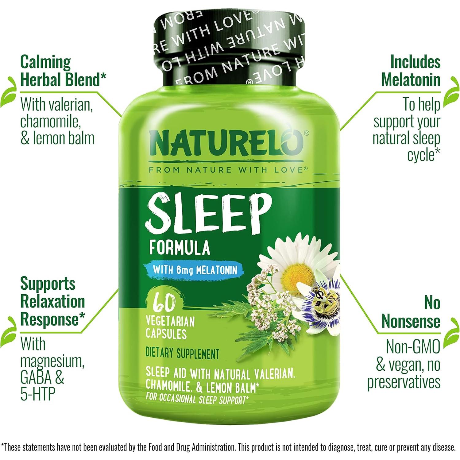Suplemento Natural para Dormir NATURELO - 60 Cápsulas Veganas