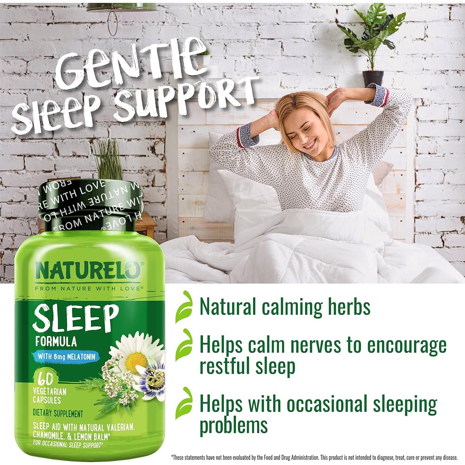 Suplemento Natural para Dormir NATURELO - 60 Cápsulas Veganas