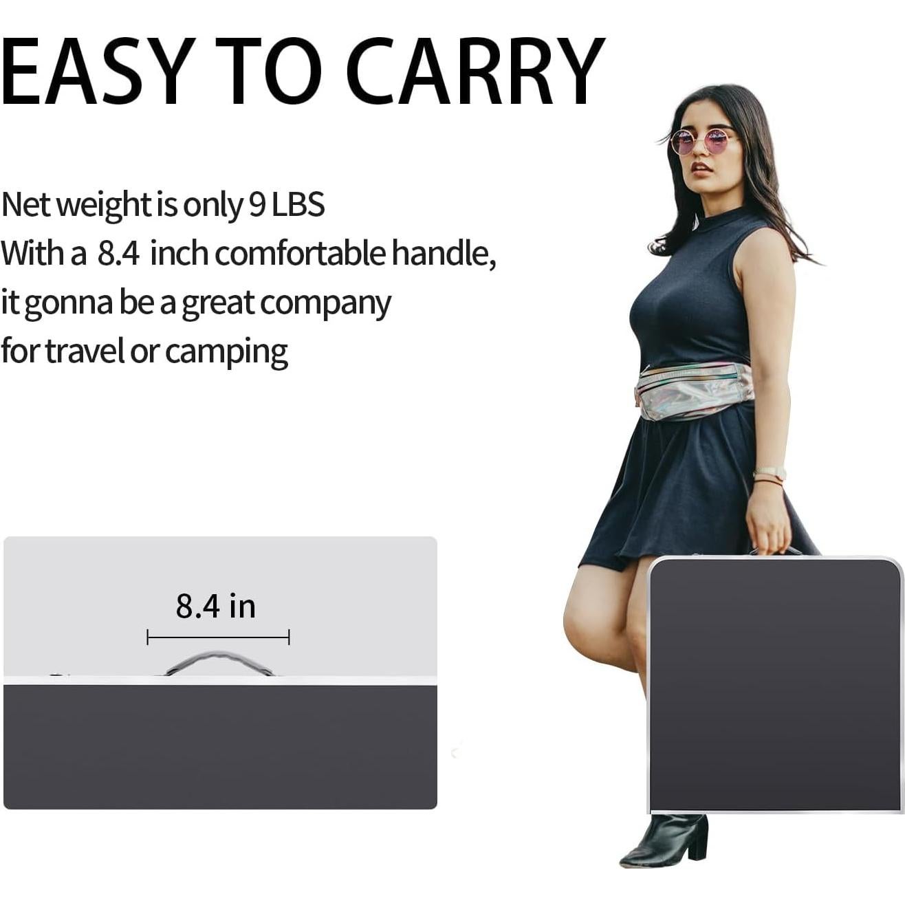 Mesa Plegable Camping Moosinily 4FT Aluminio Negra Ajustable