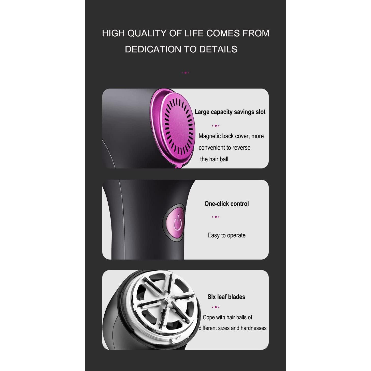 Raspador de Pelusa Recargable hYwecy TB-02 Negro 300g