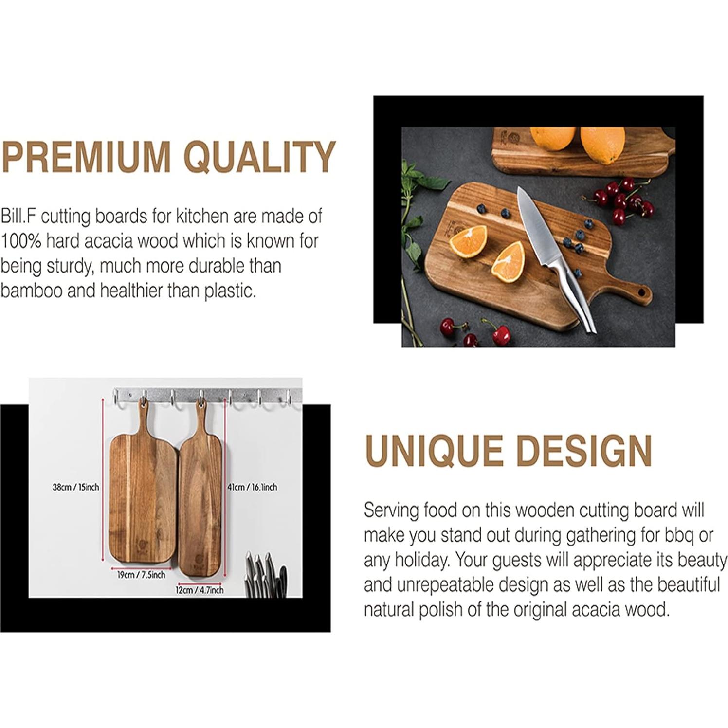 Juego de tablas de cortar de madera de acacia BF BILL.F 2 piezas