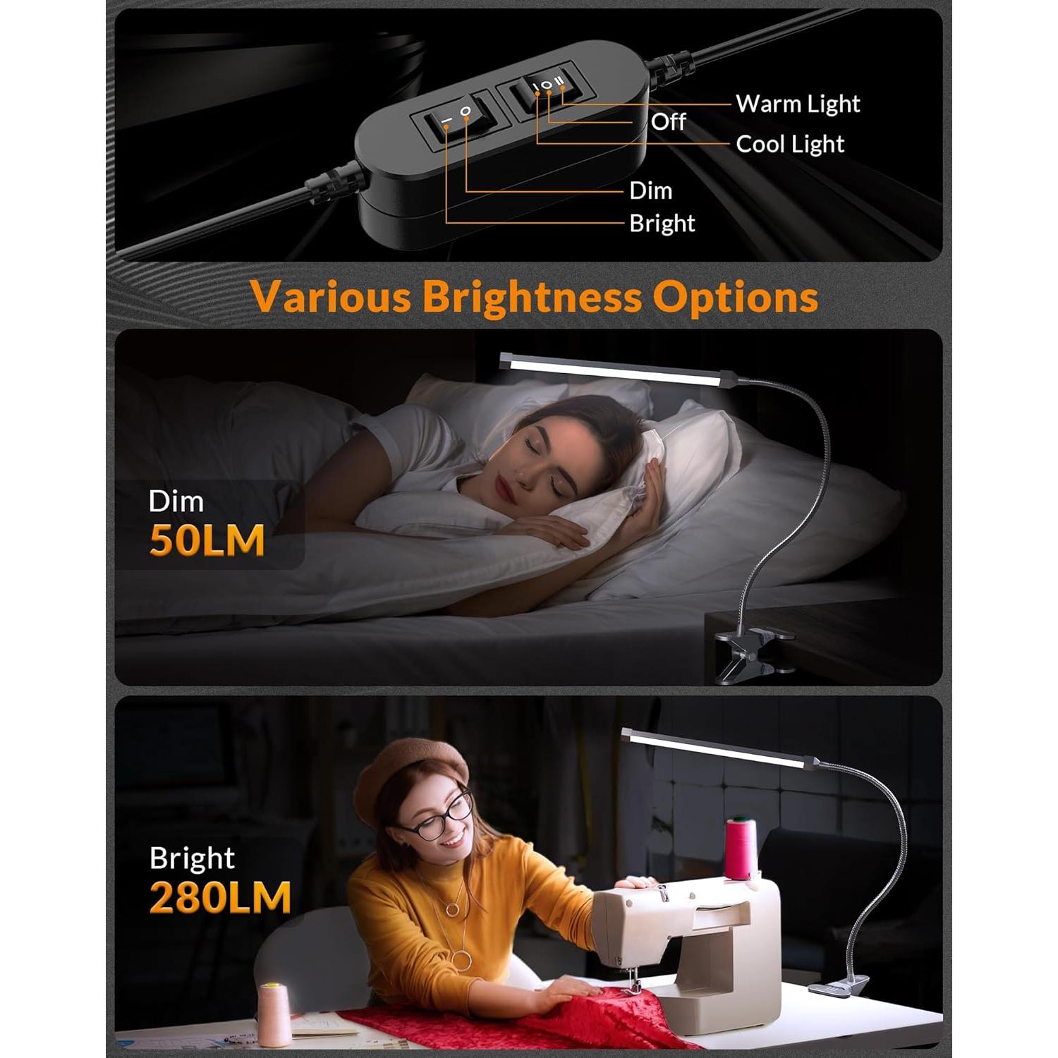 Luz de Clip LED LEPOWER 5W Ajustable para Lectura Nocturna